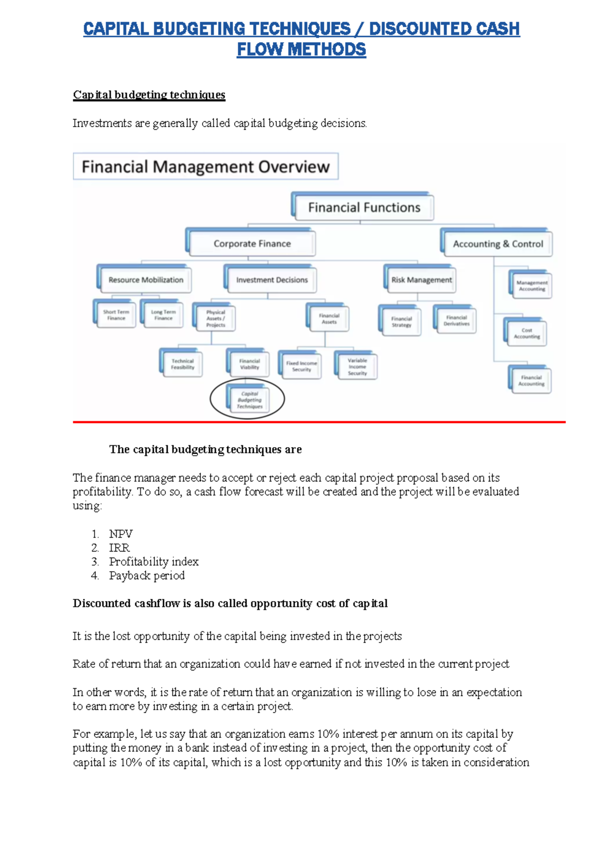 CH 5 Capital Budgeting Techniques and Discounted Cash Flow Methods ...