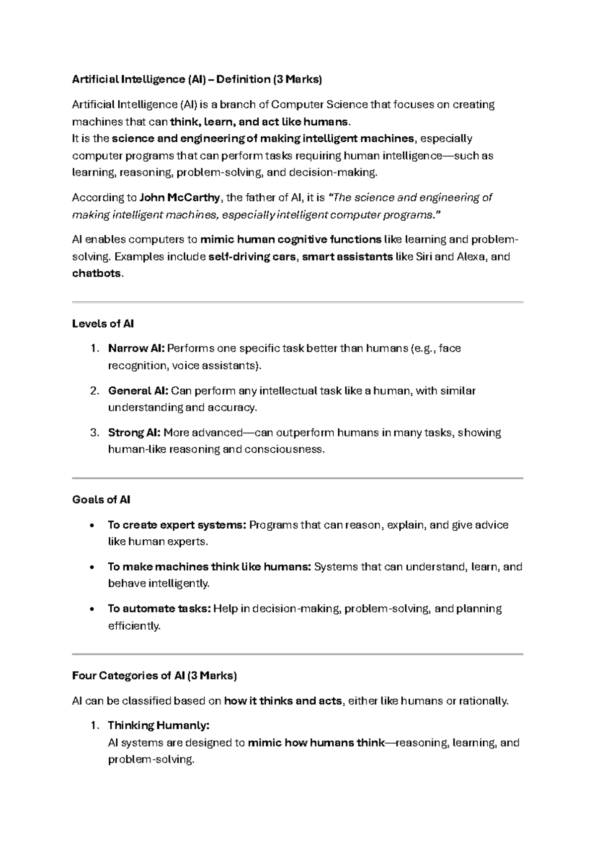 AI Module 1 - Comprehensive Notes on Artificial Intelligence Concepts ...