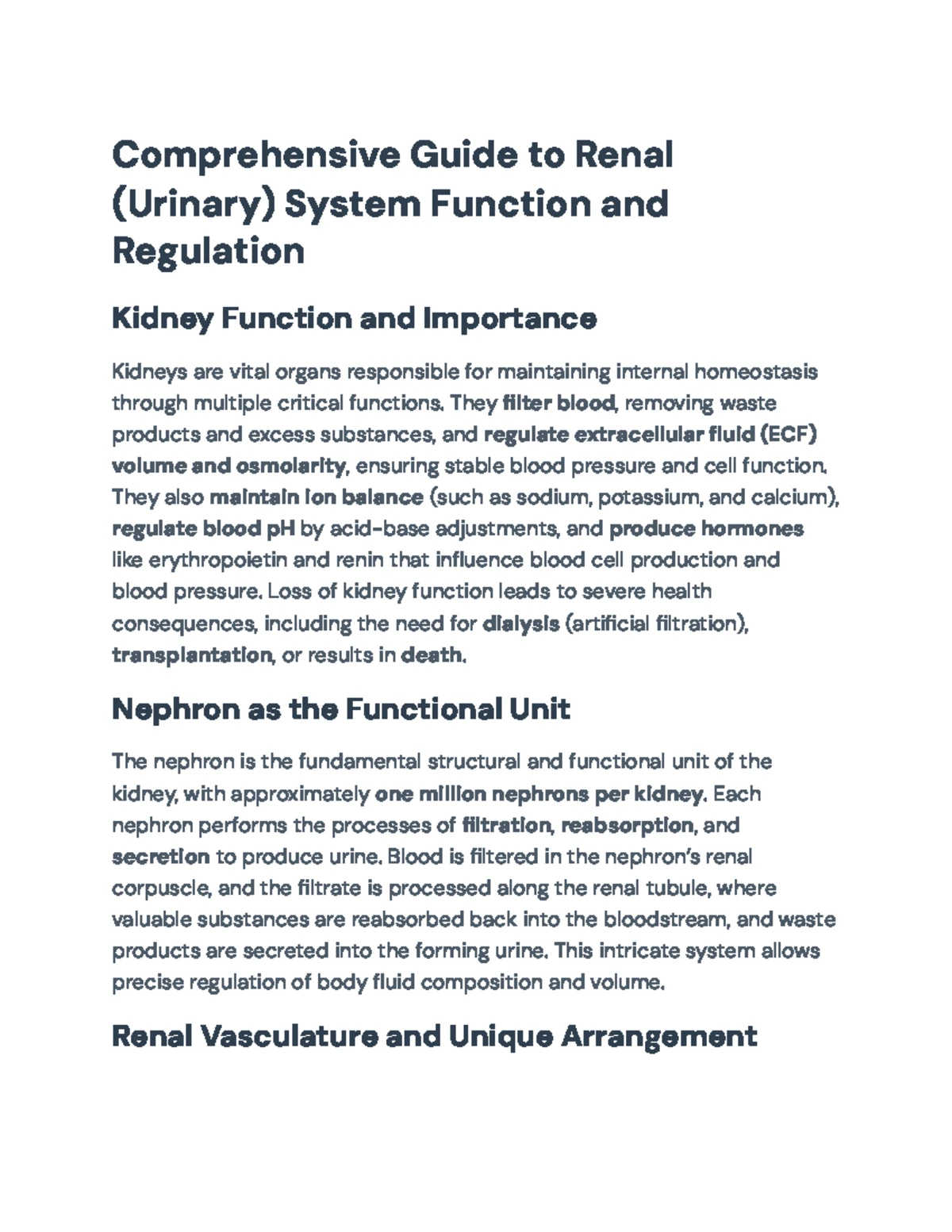 Comprehensive Overview of Renal and Respiratory Systems (BIO 101) - Studocu