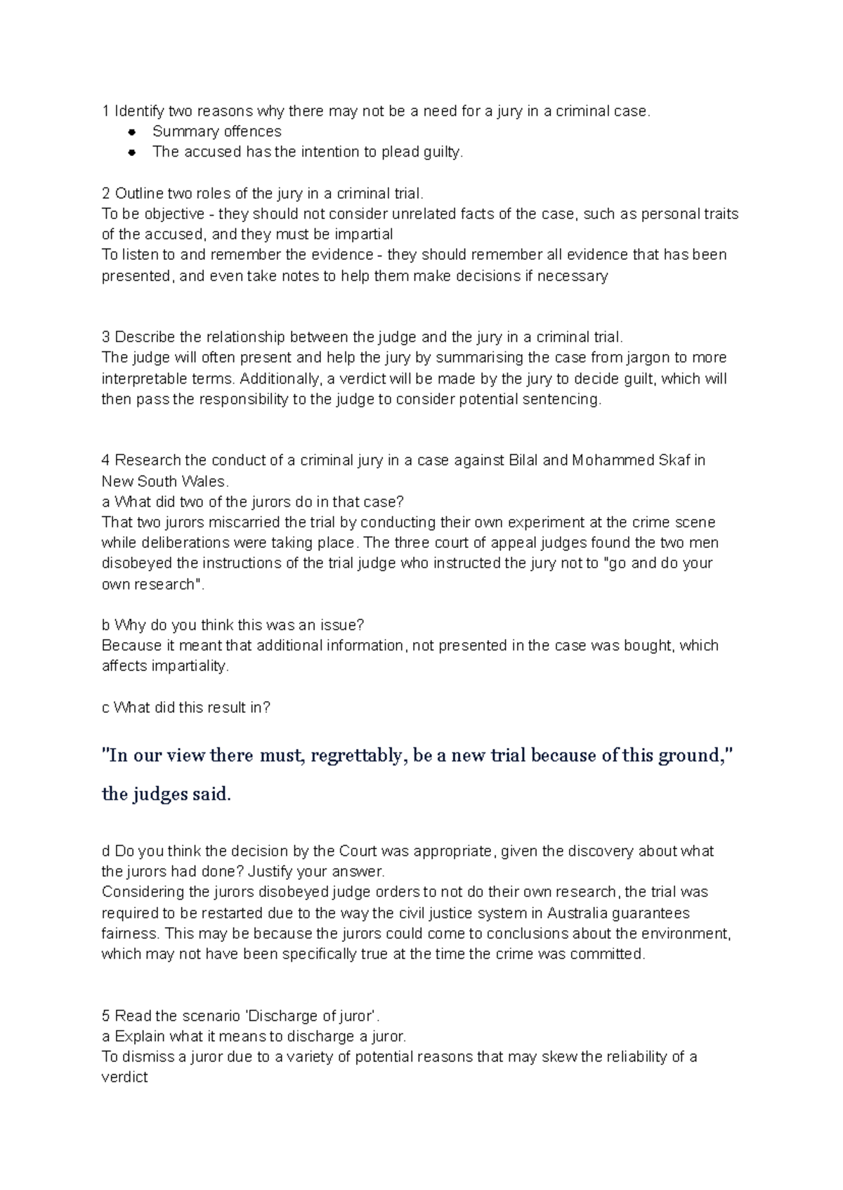 VCE Legal Studies 4.7: Jury Roles & Conduct in Criminal Trials - Studocu