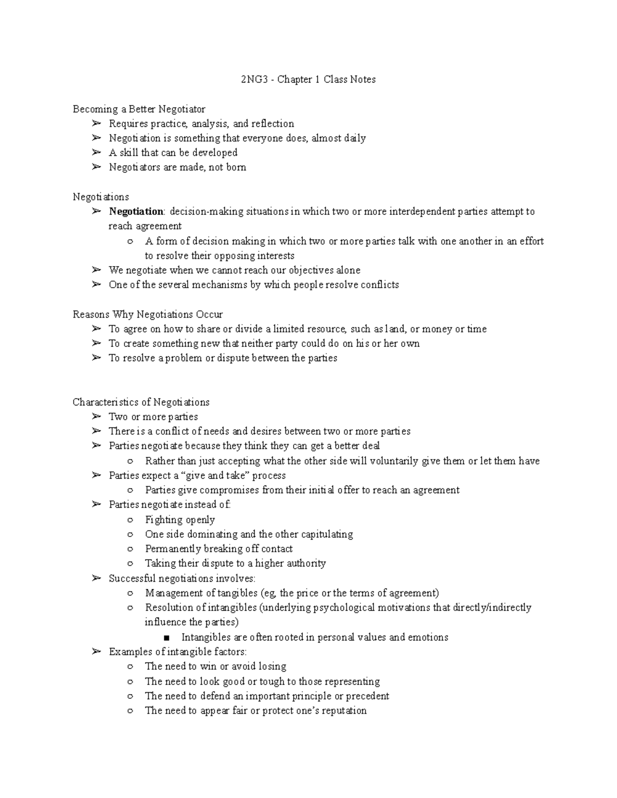 Nego1-6 - chapter 1-6 notes - 2NG3 - Chapter 1 Class Notes Becoming a ...