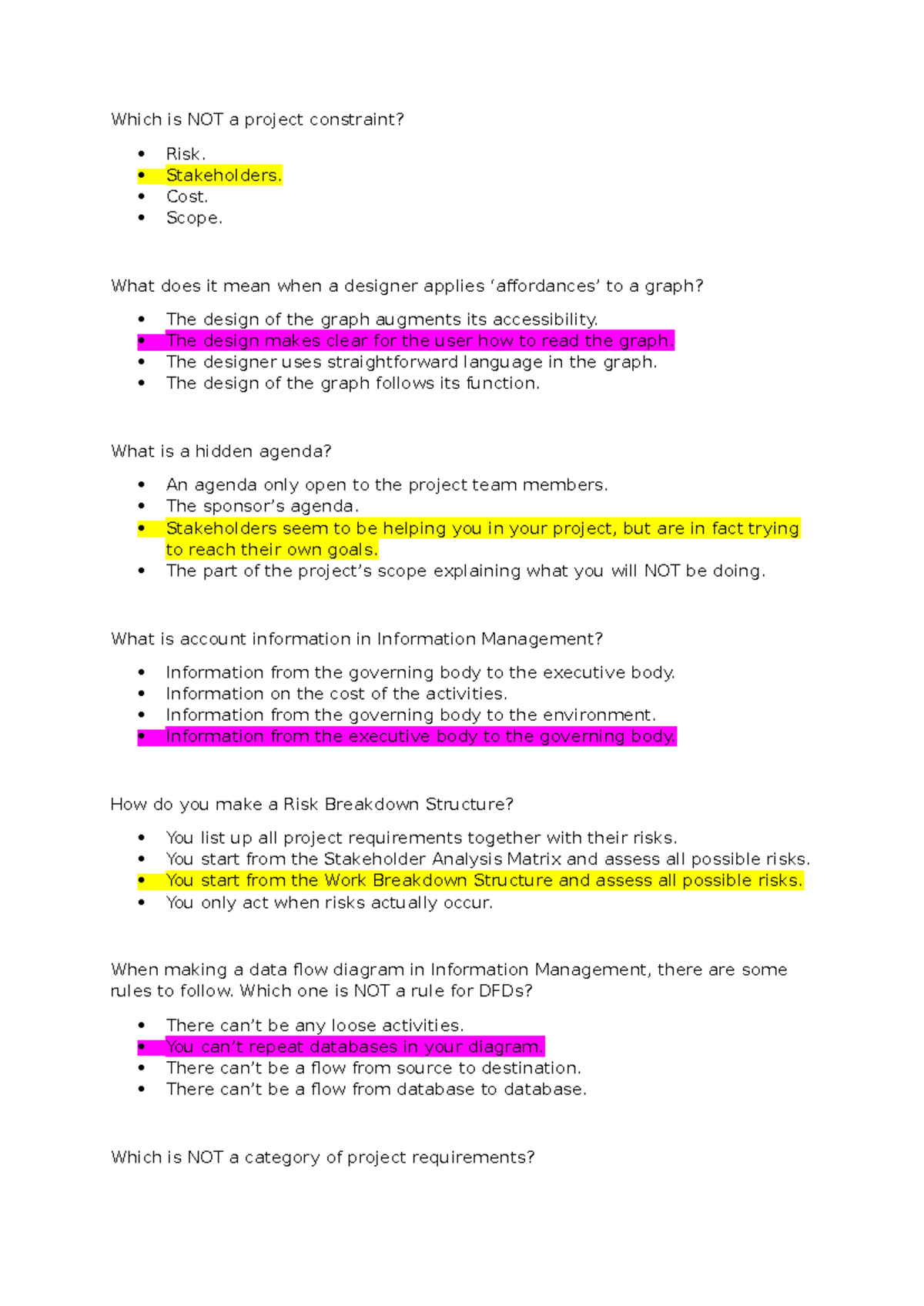 Project Management Sample Exam Questions and Answers - Studocu