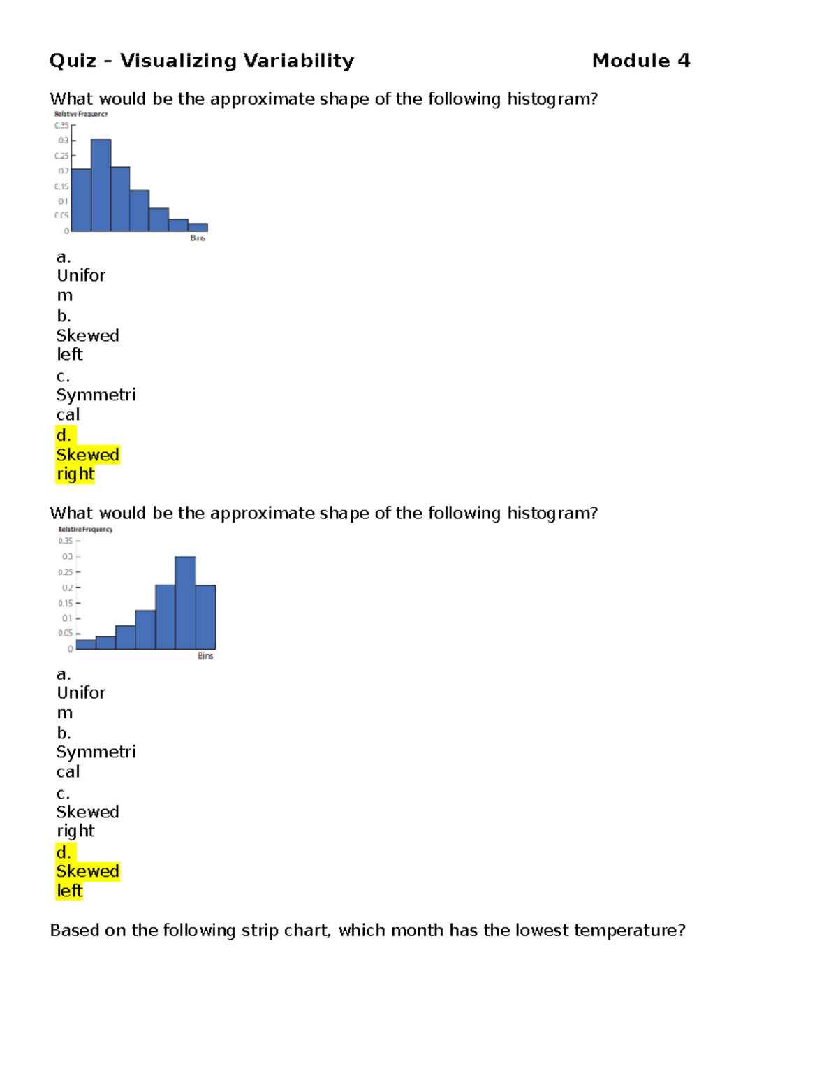 Quiz on Visualizing Variability in Data Analysis - Studocu