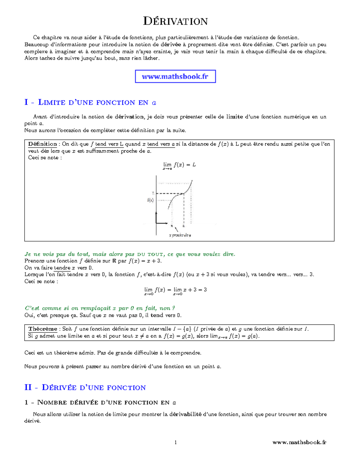 Chapitre sur la Dérivation - Mathématiques - Lycée Français Saint Louis ...