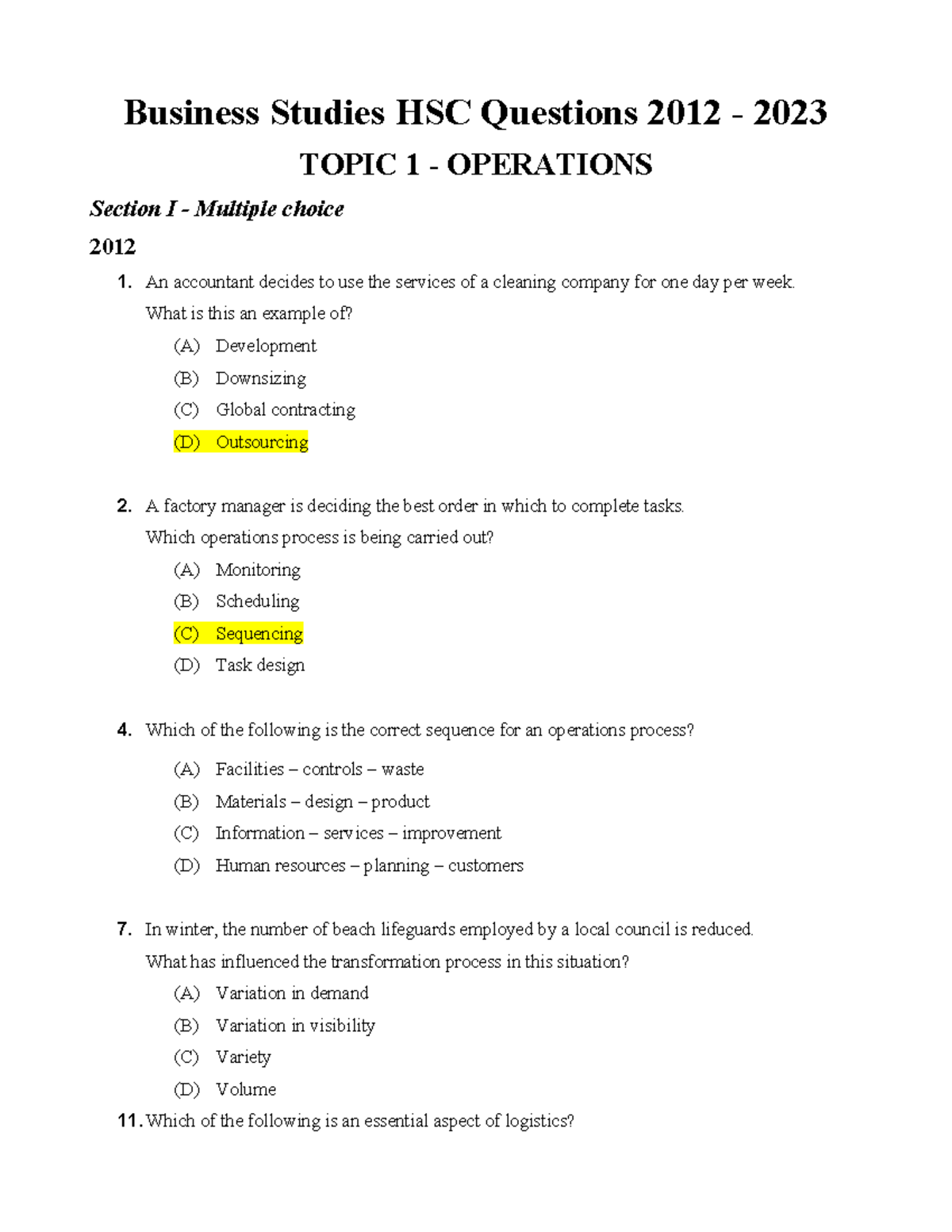 Luci Lockett - Business Studies HSC Questions 2012 - 2024 - Business ...