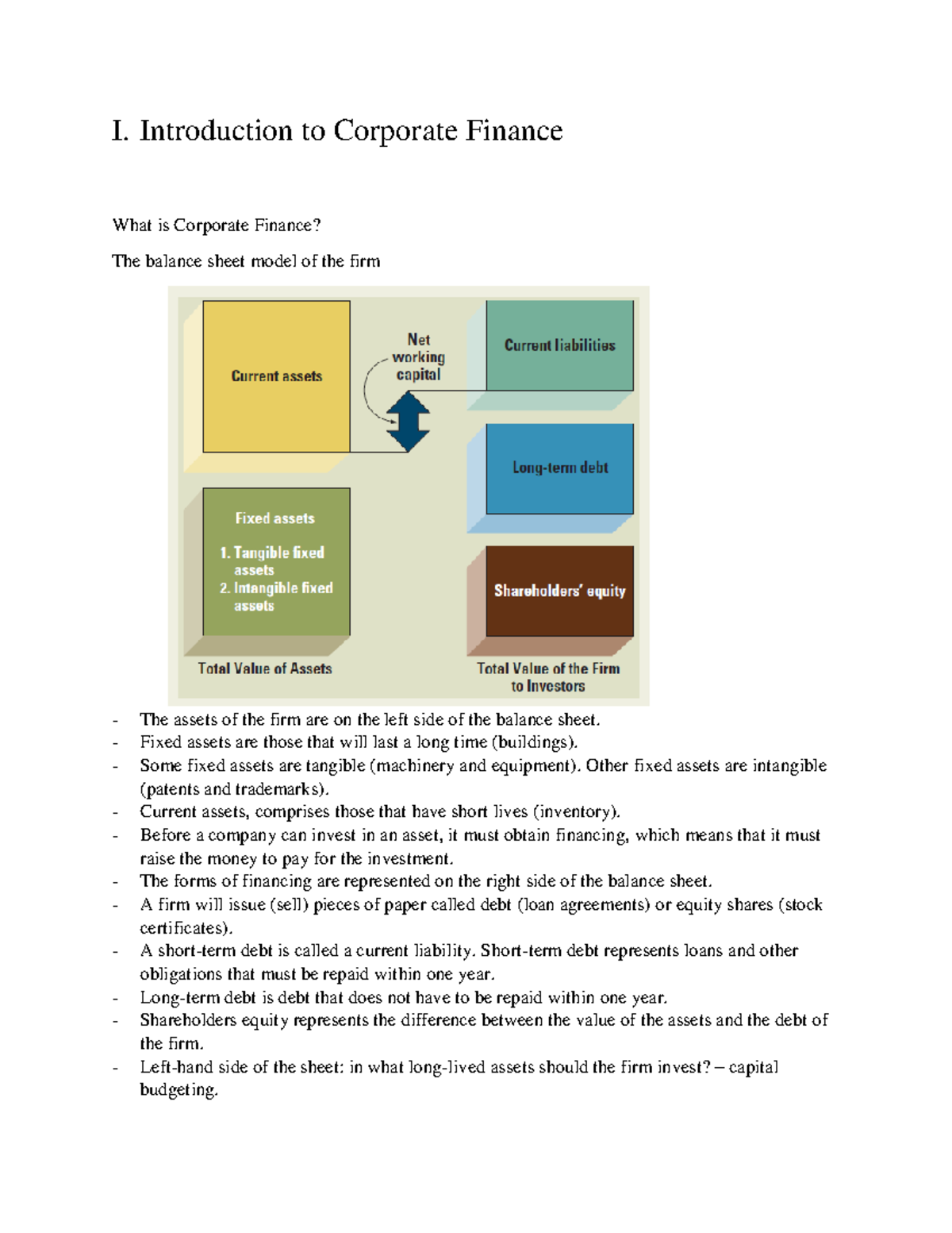 Financial Management FINA 101 Ch1 Intro to Corporate Finance - Studocu