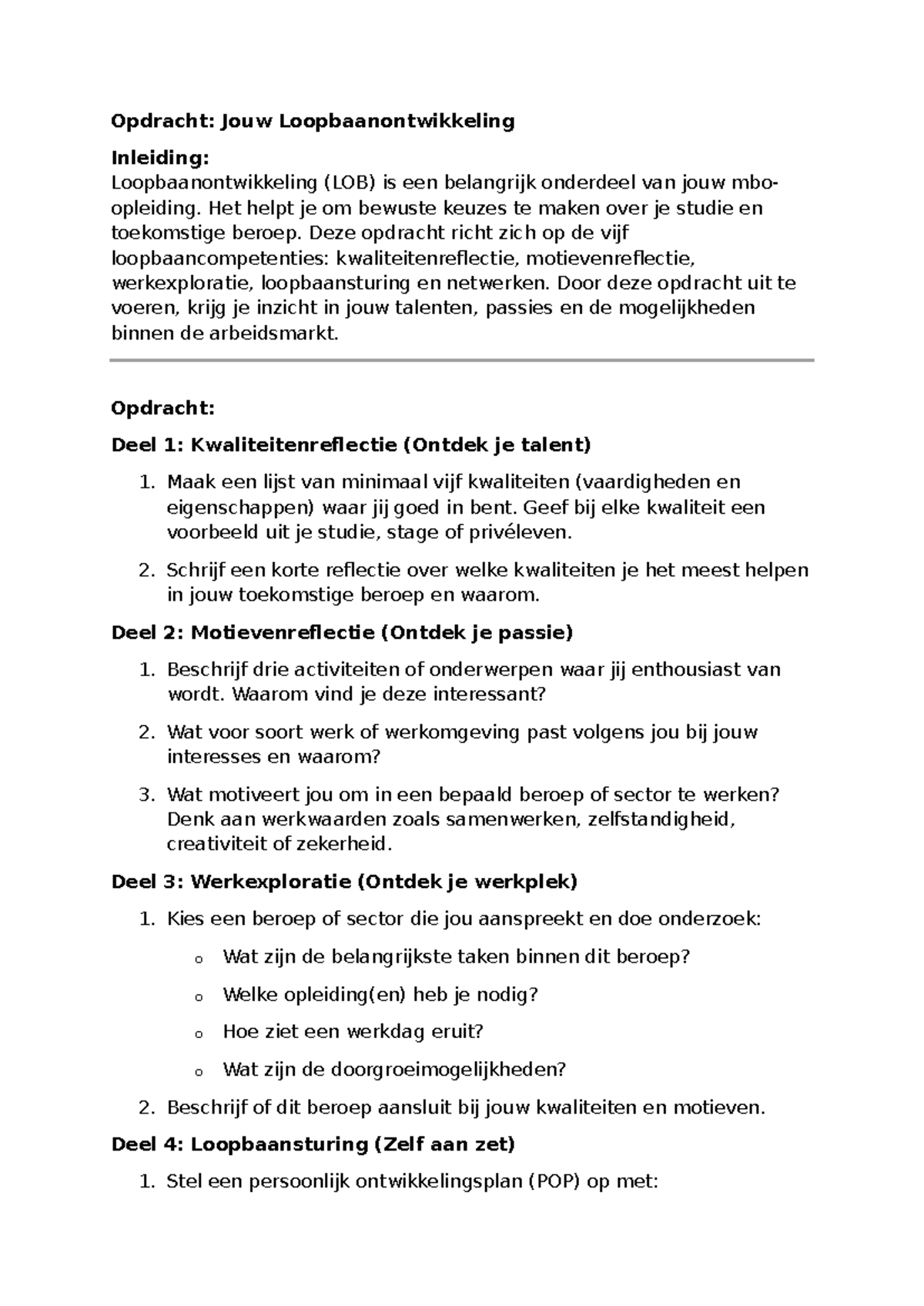 Opdracht: Jouw Loopbaanontwikkeling en Reflectie - MBO 2023 - Studeersnel