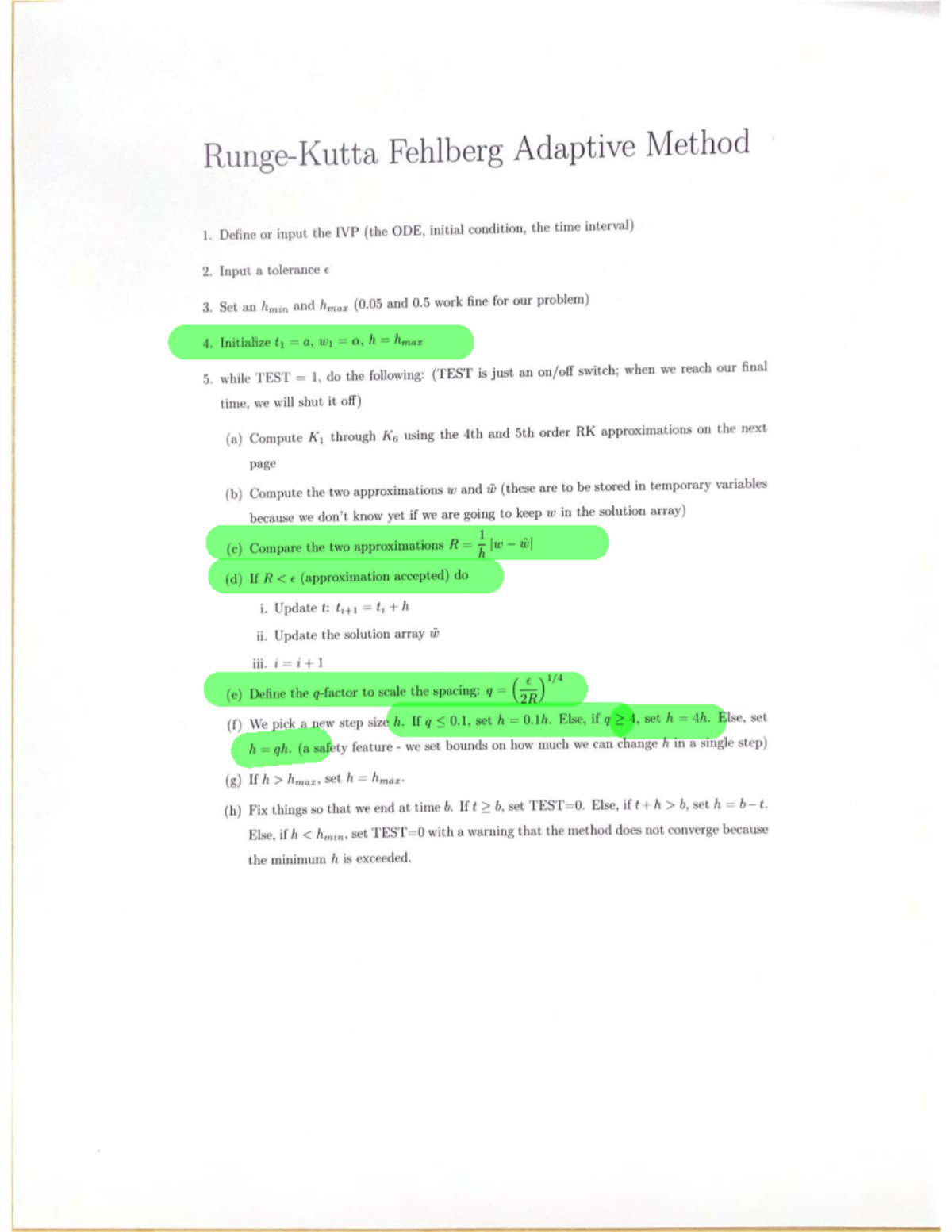 Scientific Computing - Runge-Kutta Fehlberg Adaptive Method Guide - Studocu