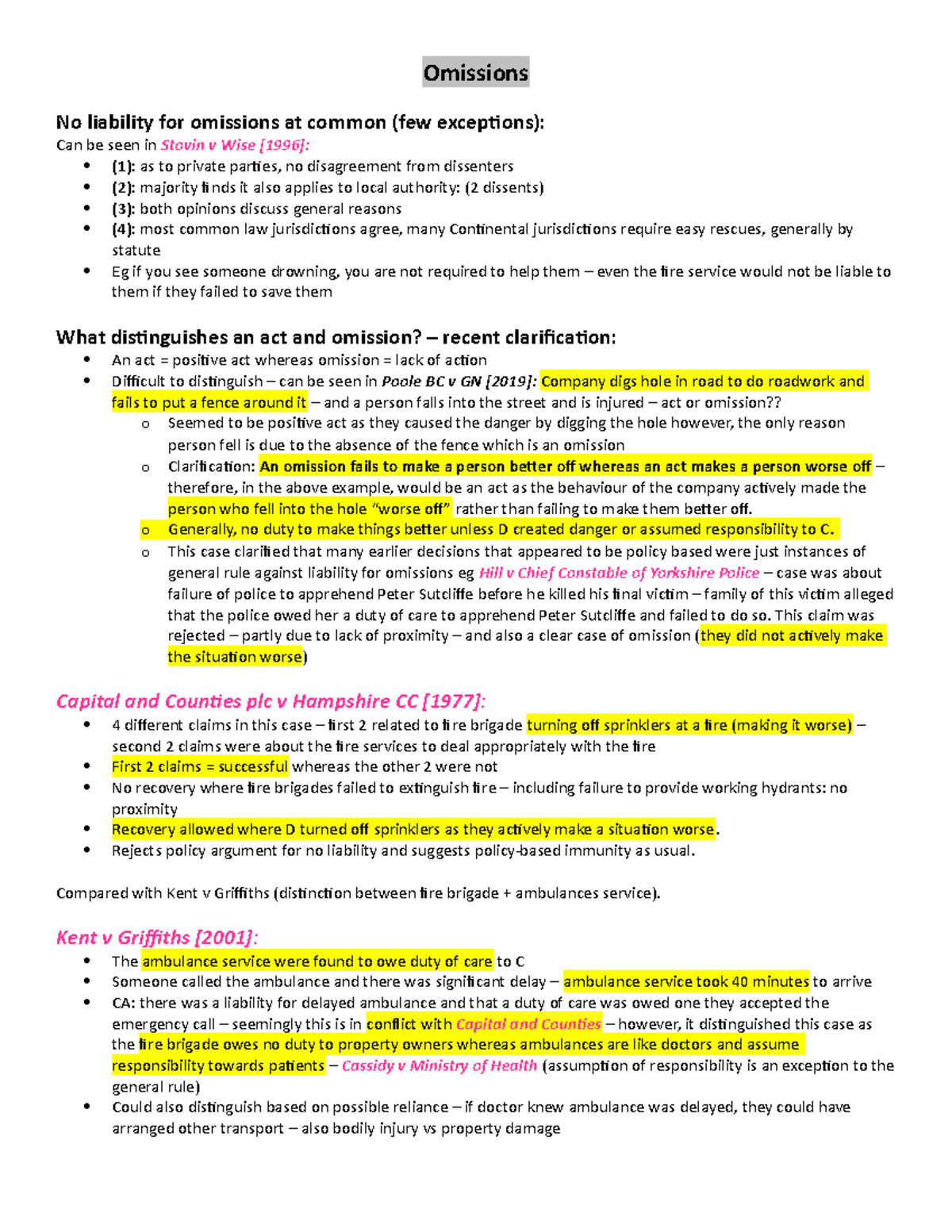 (4) Omissions and 3rd Parties and Public Authority Liability ...