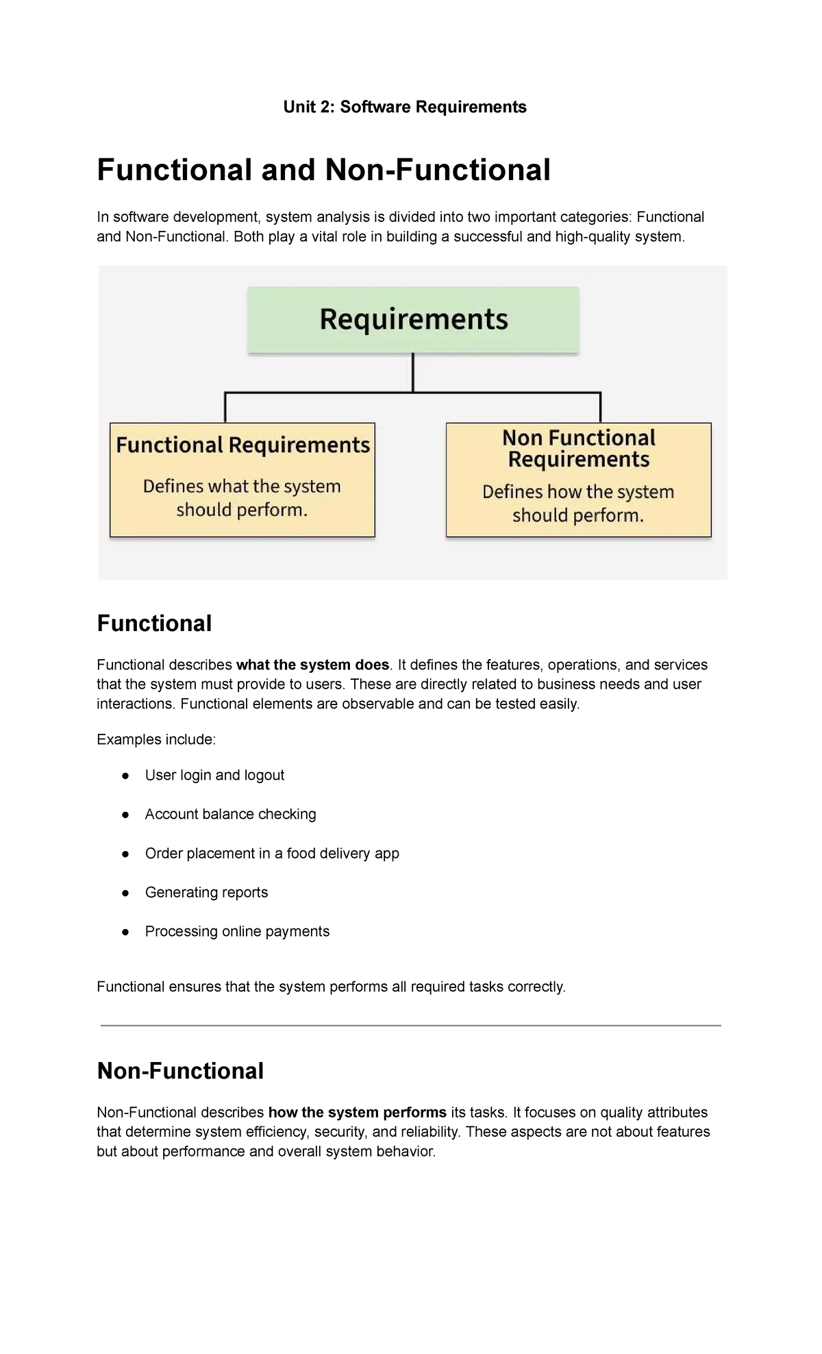 SYComp Div A&B Unit 2: Software Requirements & Analysis Notes - Studocu