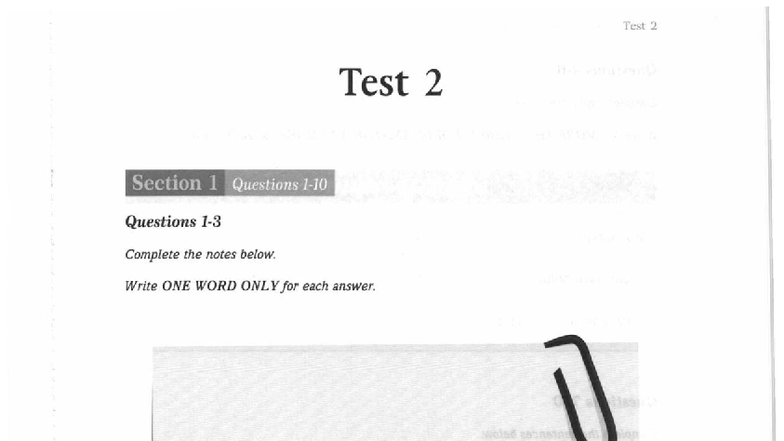 Test 2 - IELTS Listening Questions and Notes - Studocu