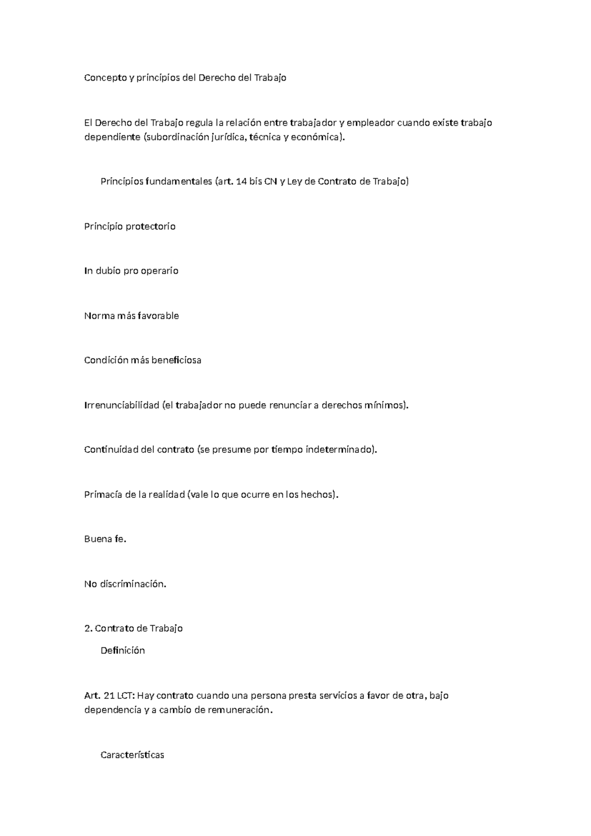 Laboral Clase 1 y 2: Conceptos y Principios del Derecho del Trabajo ...