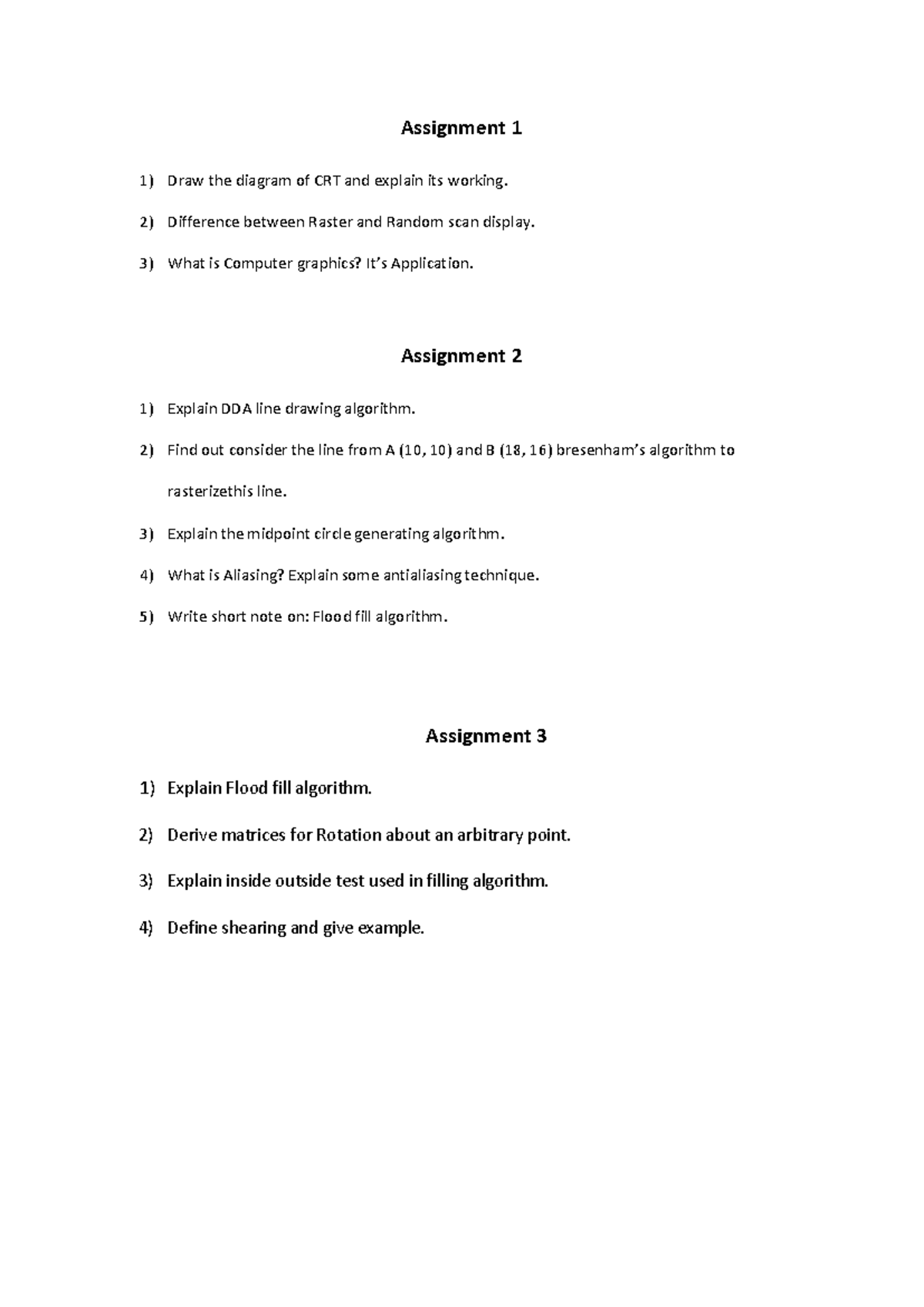 CG Assignments - Detailed Overview of Computer Graphics Techniques ...