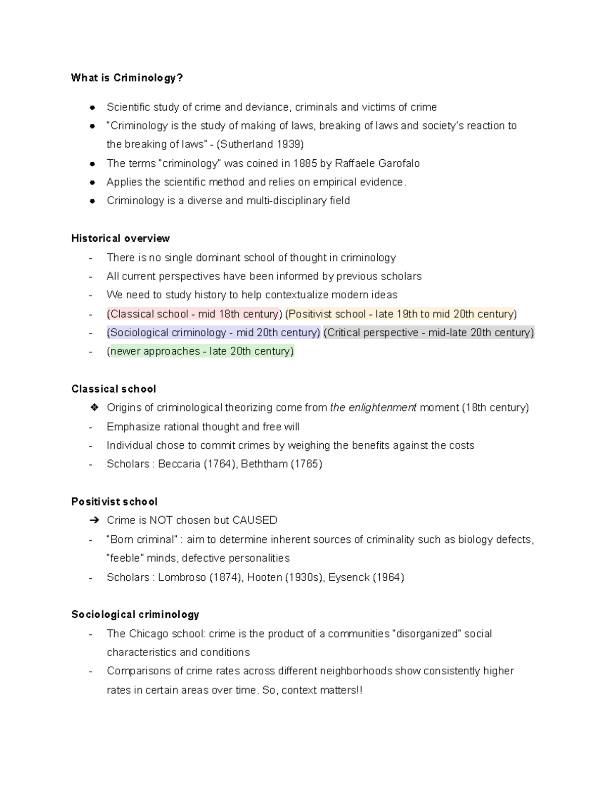 Criminology Notes 1: Understanding Crime, Deviance, and Theories - Studocu