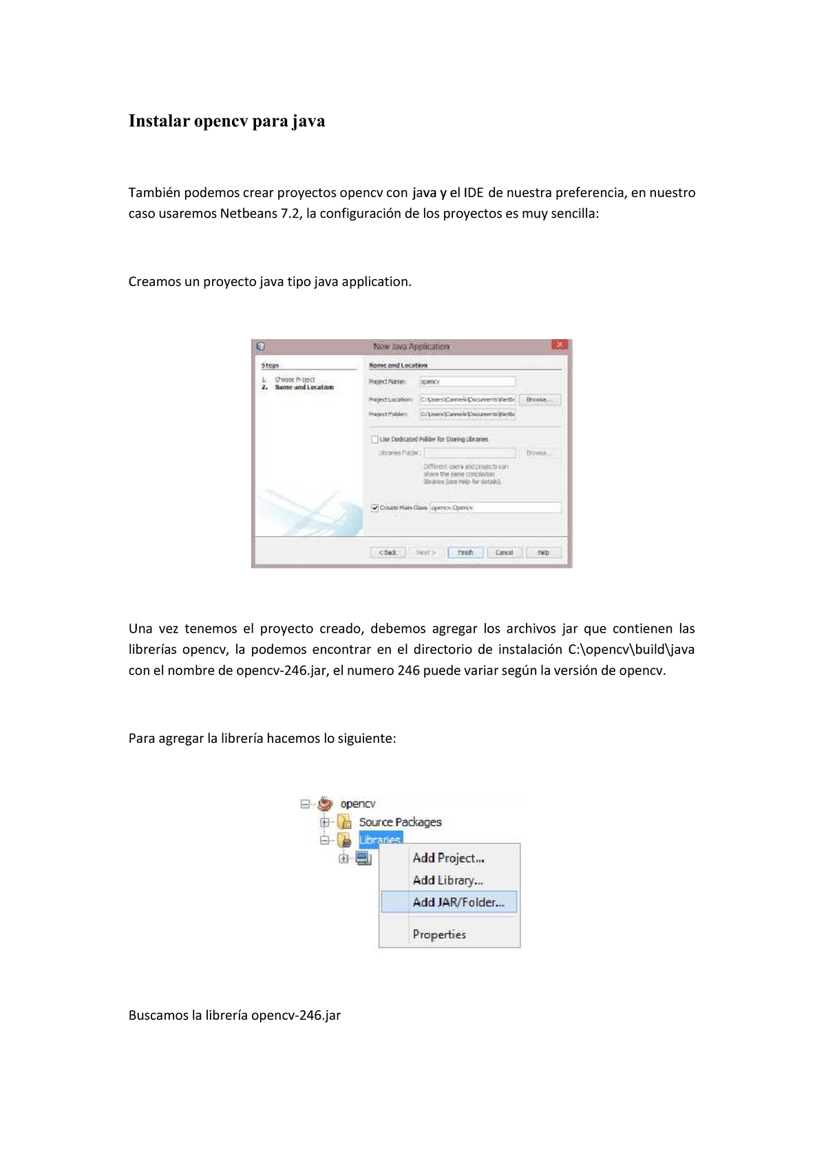 Tutorial Opencv - Instalar opencv para java También podemos crear ...