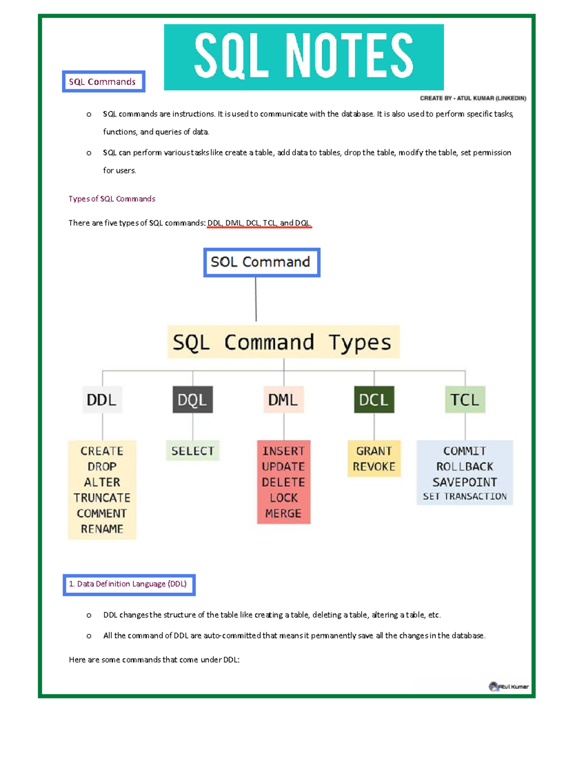 SQL Commands Overview - Types & Examples for Understanding - Studocu