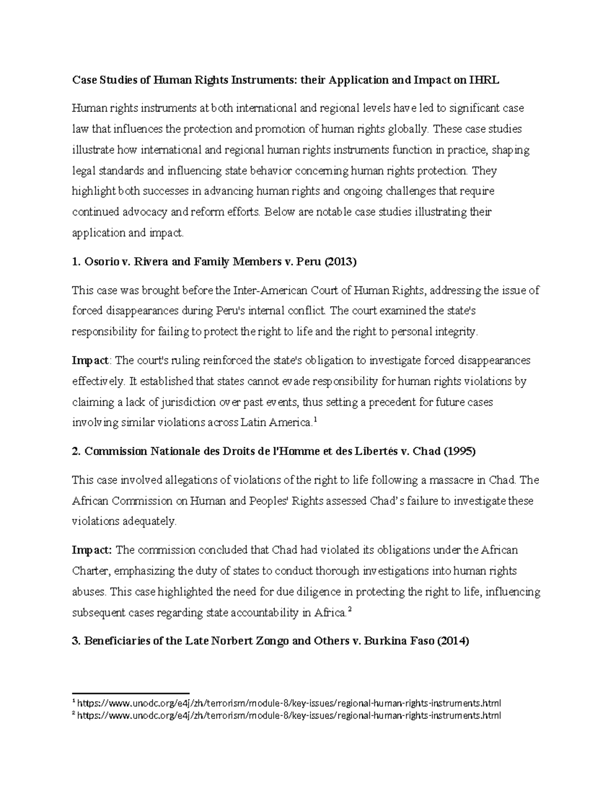 Case Studies of Human Rights Instruments: Application & Impact on IHRL ...
