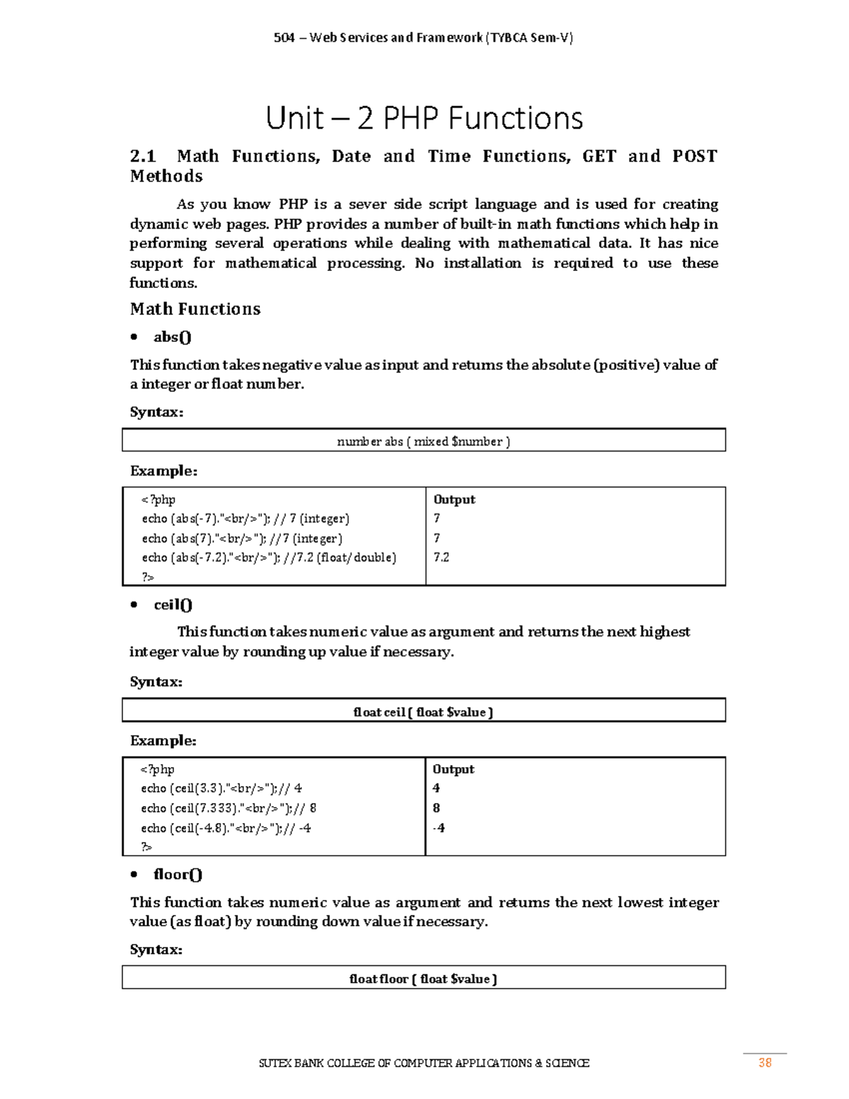 Chapter 2: Understanding PHP Functions and Methods - Studocu