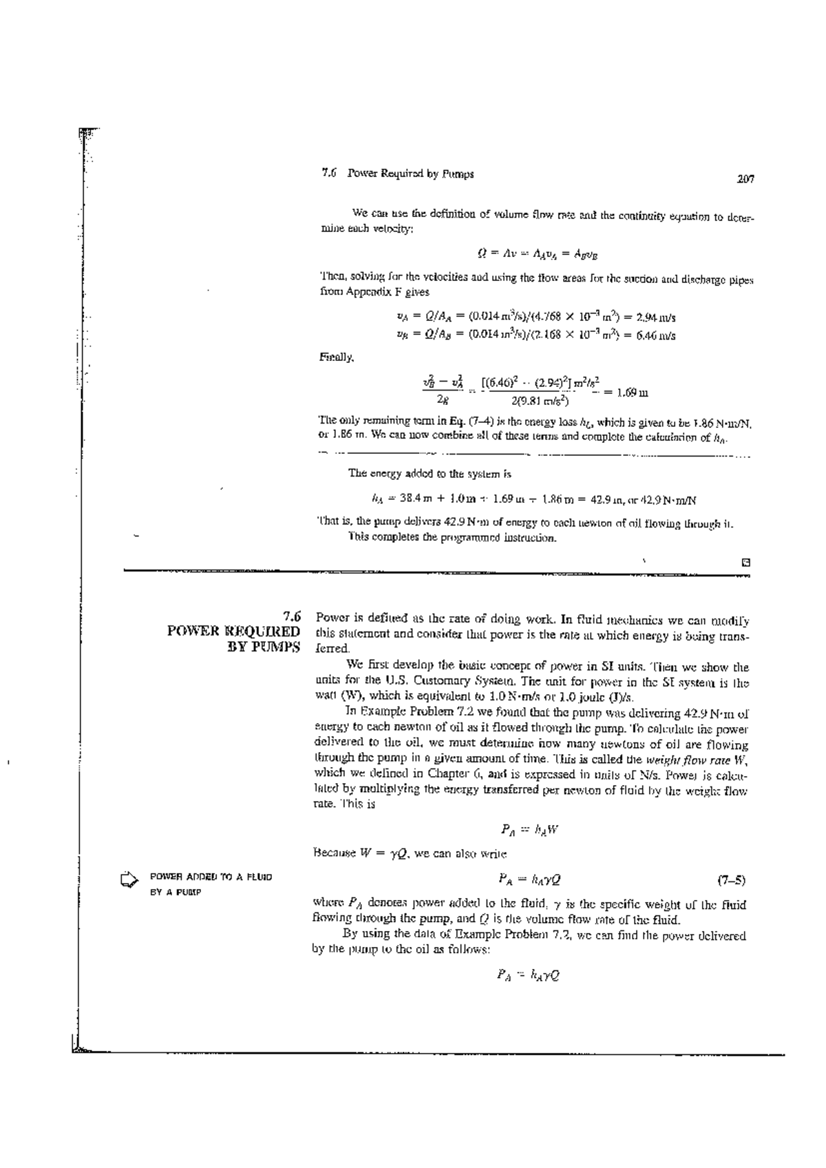 7.6 Power Required for Pumps in Fluid Mechanics (219-220) - Studocu
