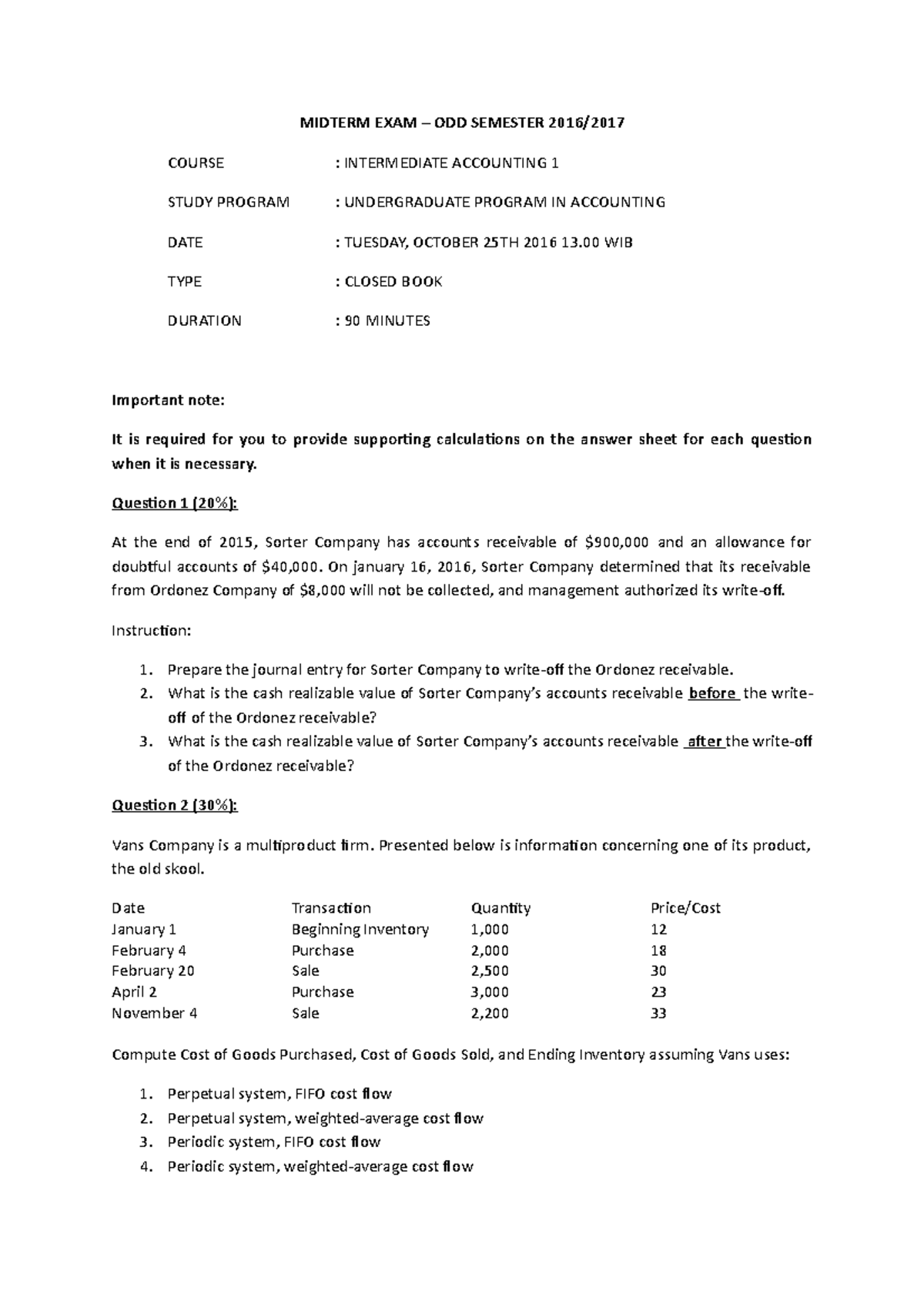 Intermediate Accounting I MIDTERM EXAM STUDY NOTES OCT 2016 - Studocu