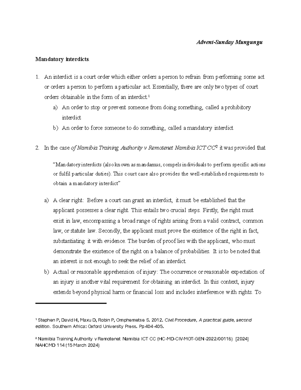 Mandatory Interdicts - Advent-Sunday Mungungu Mandatory interdicts. 1 ...