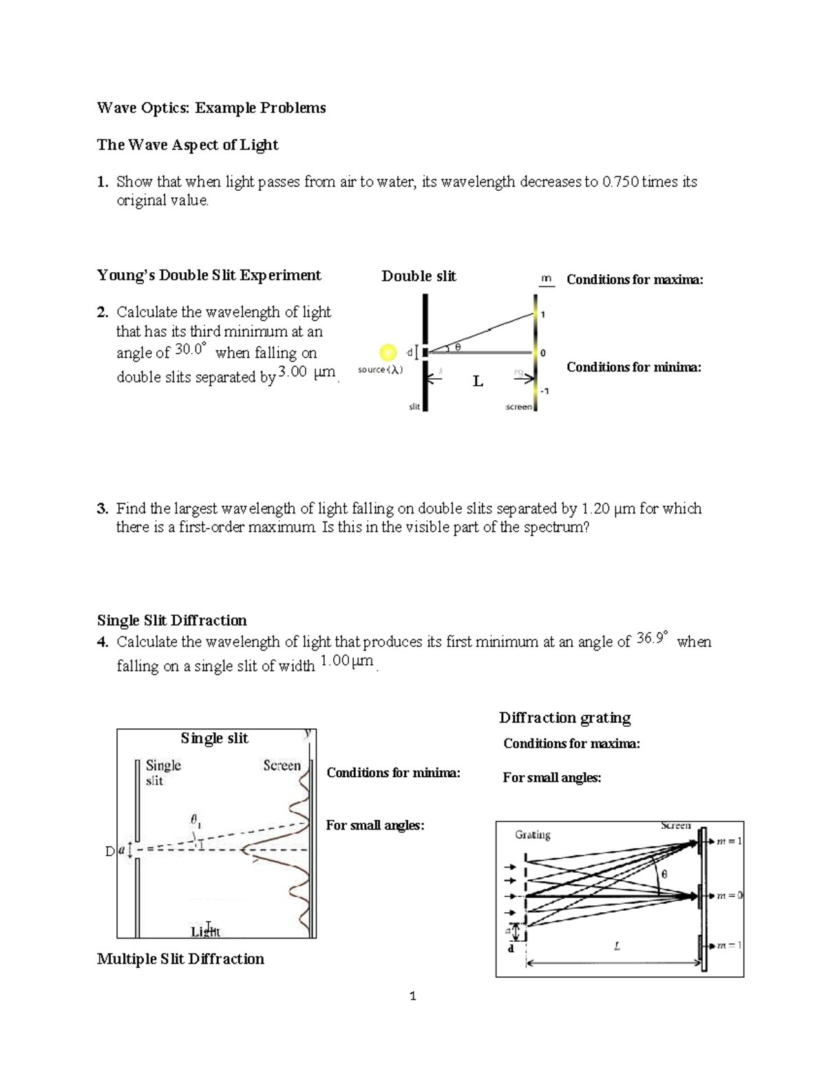 Wave Optics (PHYS 301): Example Problems and Solutions - Studocu