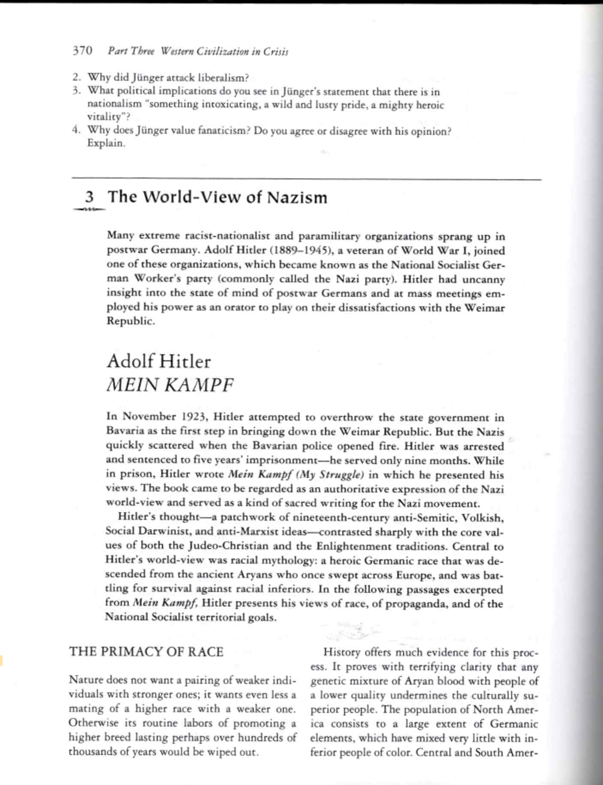 370 Lecture Notes on Adolf Hitler's Mein Kampf and Nationalism - Studocu