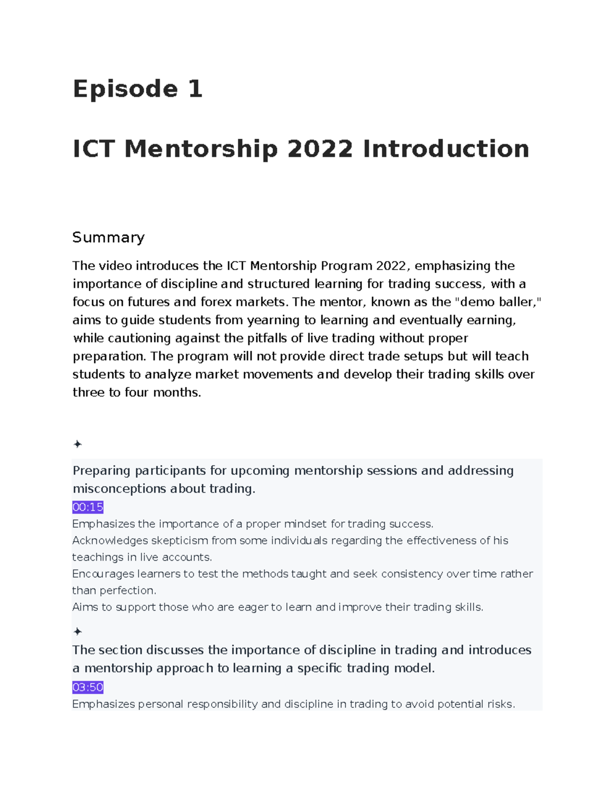 ICT Mentorship Program 2022 - Episode 1 Overview and Insights - Studocu