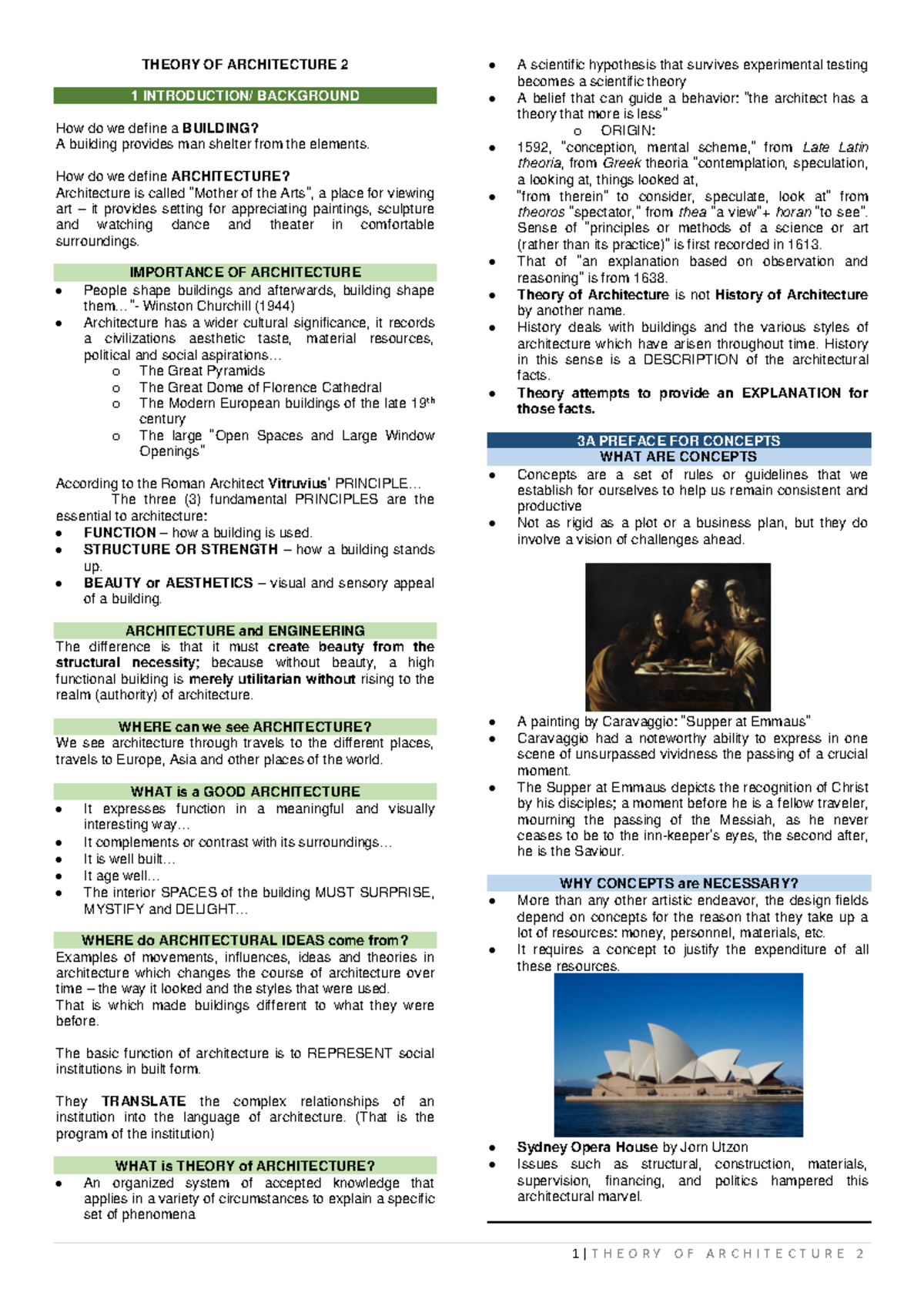 Theory of Architecture 2: Lesson 1 Review and Key Concepts - Studocu