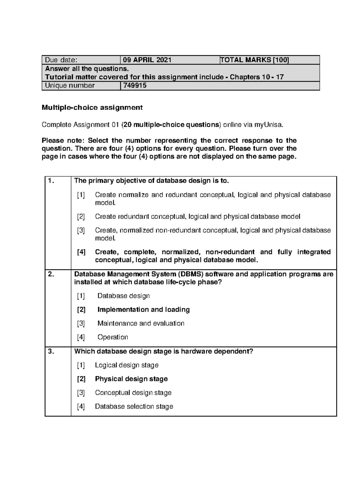 Assignment 02 INF3703 reviewed - Page 1 of 2 DATABASES II INF ...