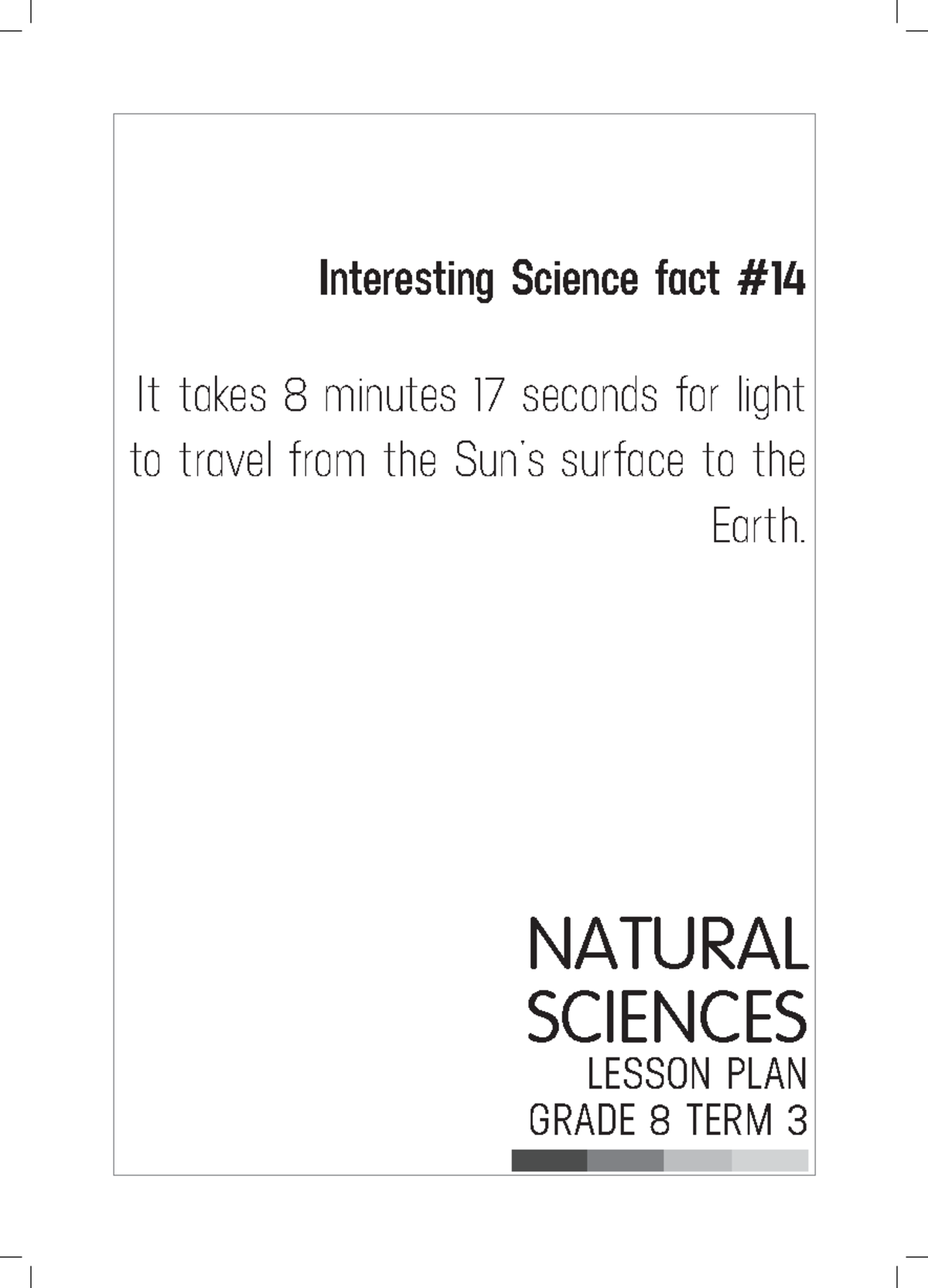 Grade 8 Term 3 2019 Natural Sciences Lesson Plan Overview - Studocu