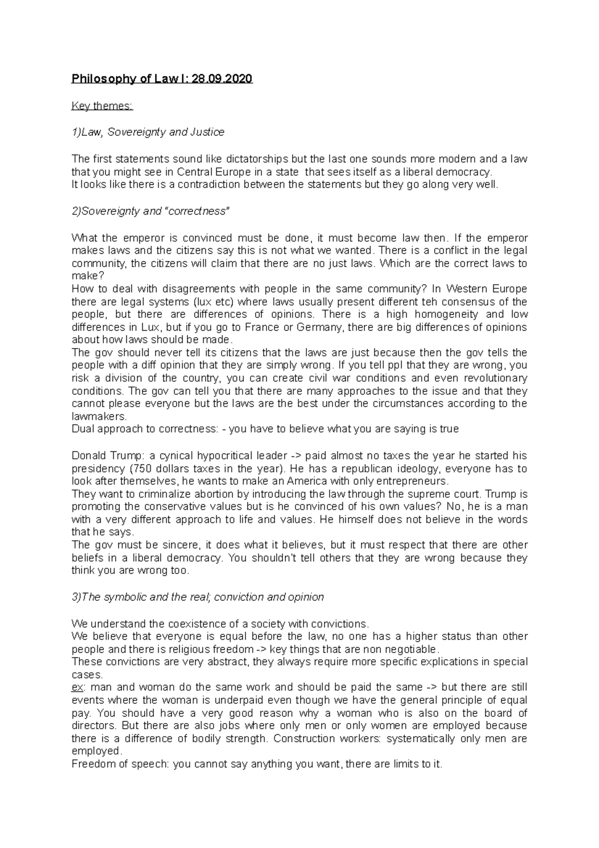 Philosophy of Law notes - Philosophy of Law Preparatory notes Contents ...