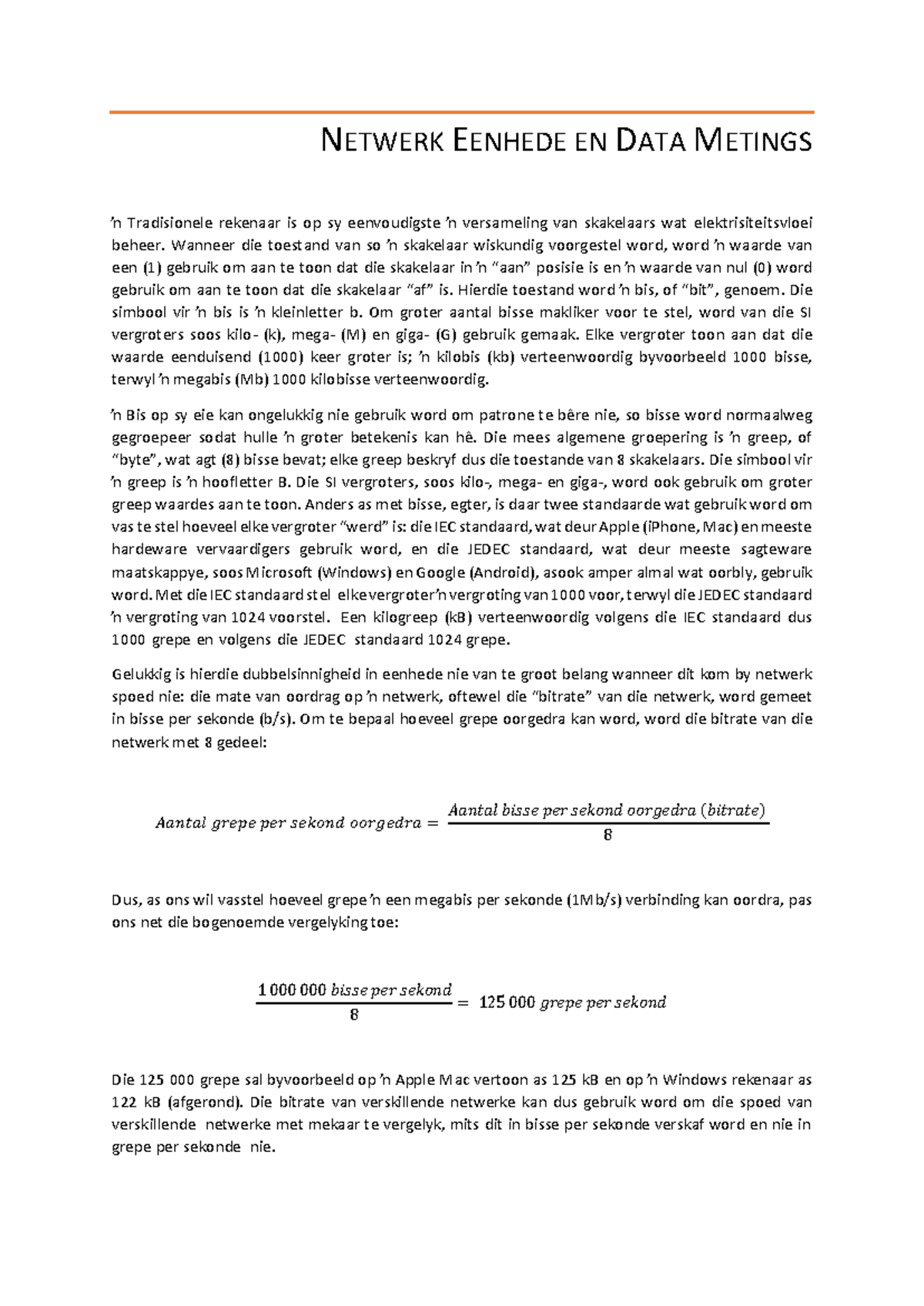 Netwerk+eenhede+en+data+metings +network+units+and+data+measures ...