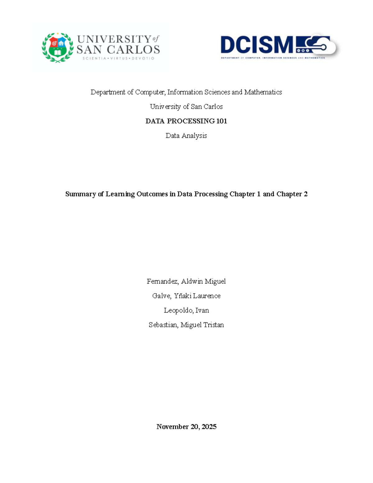 DATA PROCESSING 101: Analysis of Chapter 1 & 2 Assessments - Studocu