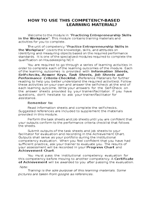 CBLM Basic Competency - TESDA CBLM - HOW TO USE THIS COMPETENCY-BASED ...