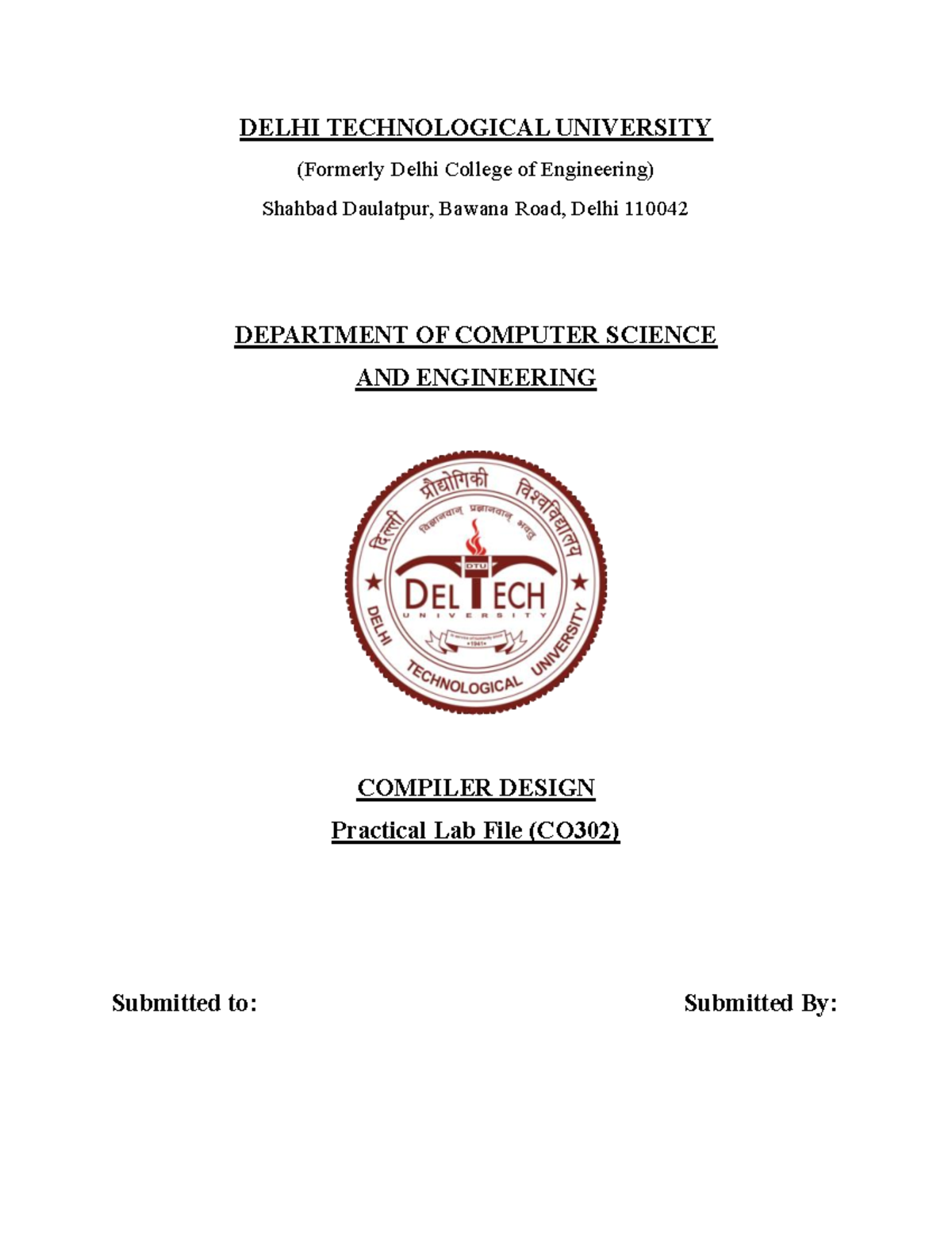 Compiler Design - Practical Lab File (CO302) - Studocu