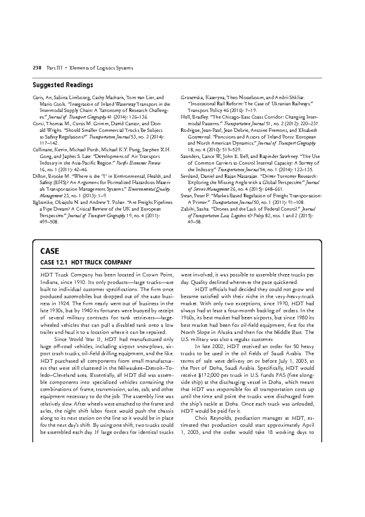 Chapter 12 CASE - huhu - 238 1BSU *** t &MFNFOUT PG -PHJTUJDT 4ZTUFNT ...