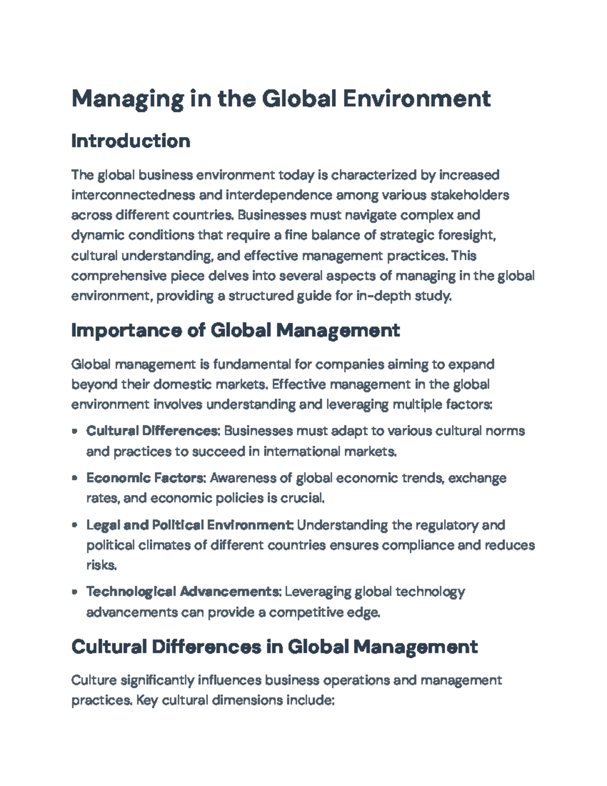 Global Management Strategies: Navigating the Global Business Landscape ...