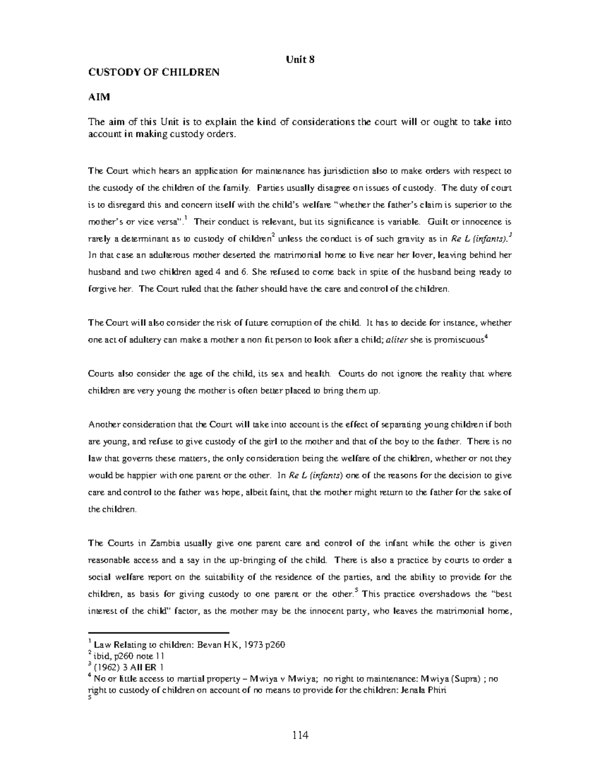 Family Law (Unit 8): Considerations in Child Custody Orders - Studocu