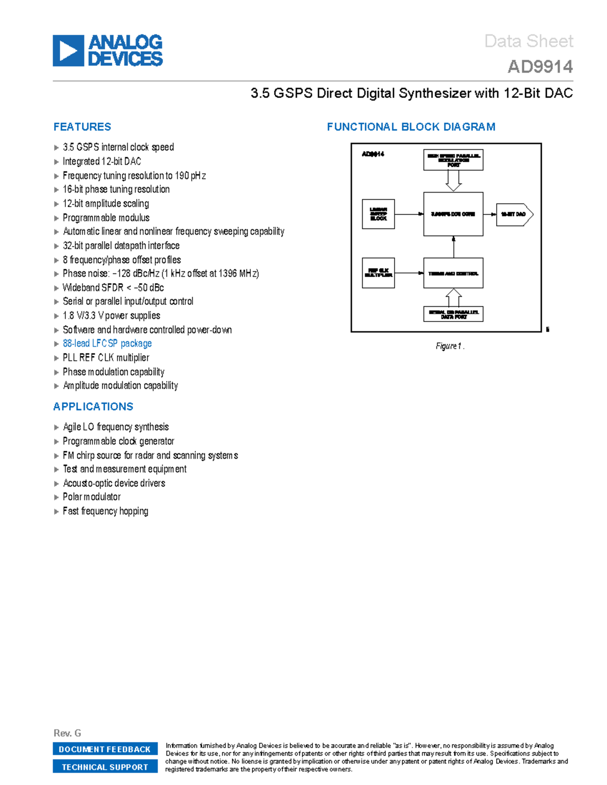 Ad9914 - abcfd - Data Sheet AD 3 GSPS Direct Digital Synthesizer with ...