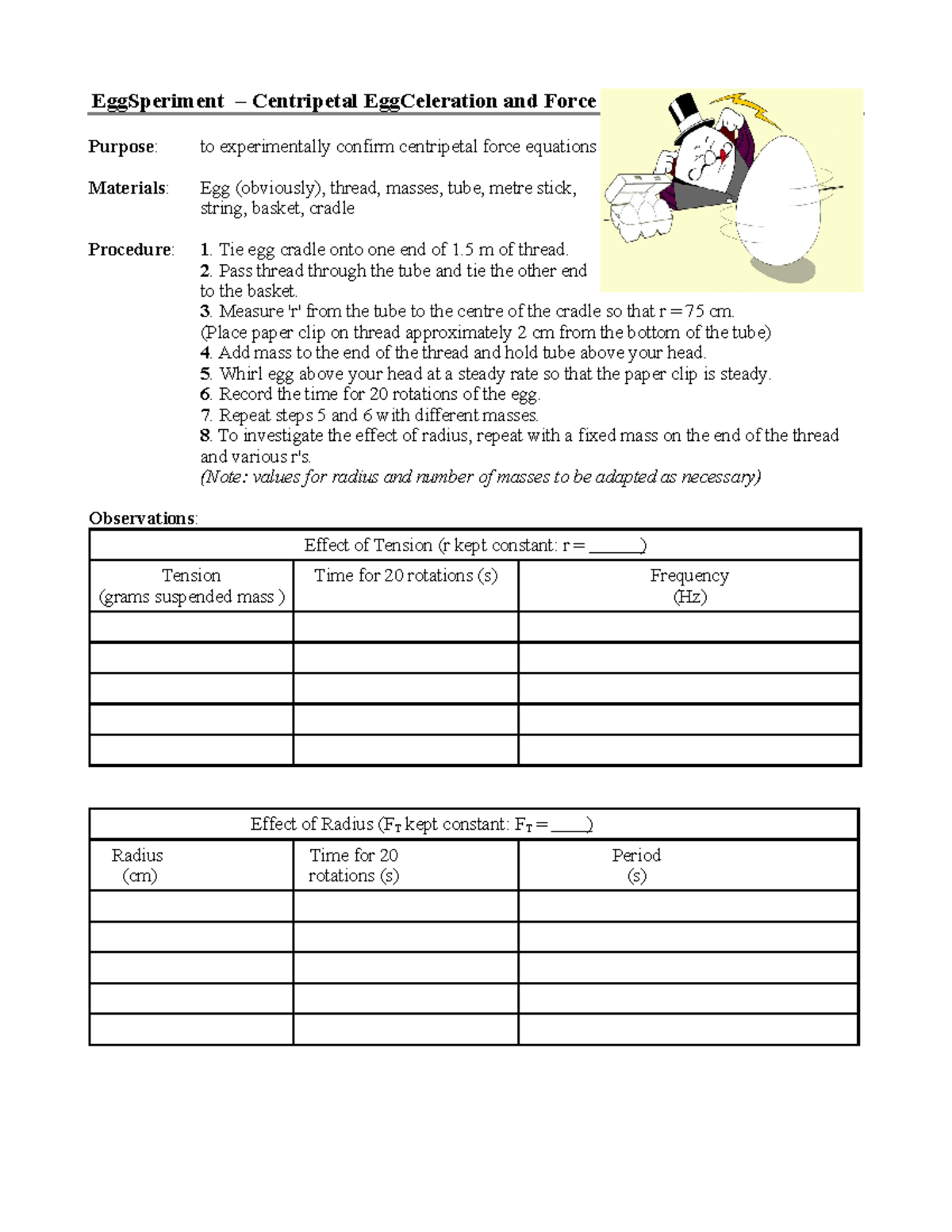 9.2 Eggceleration Lab - Practice - EggSperiment – Centripetal ...