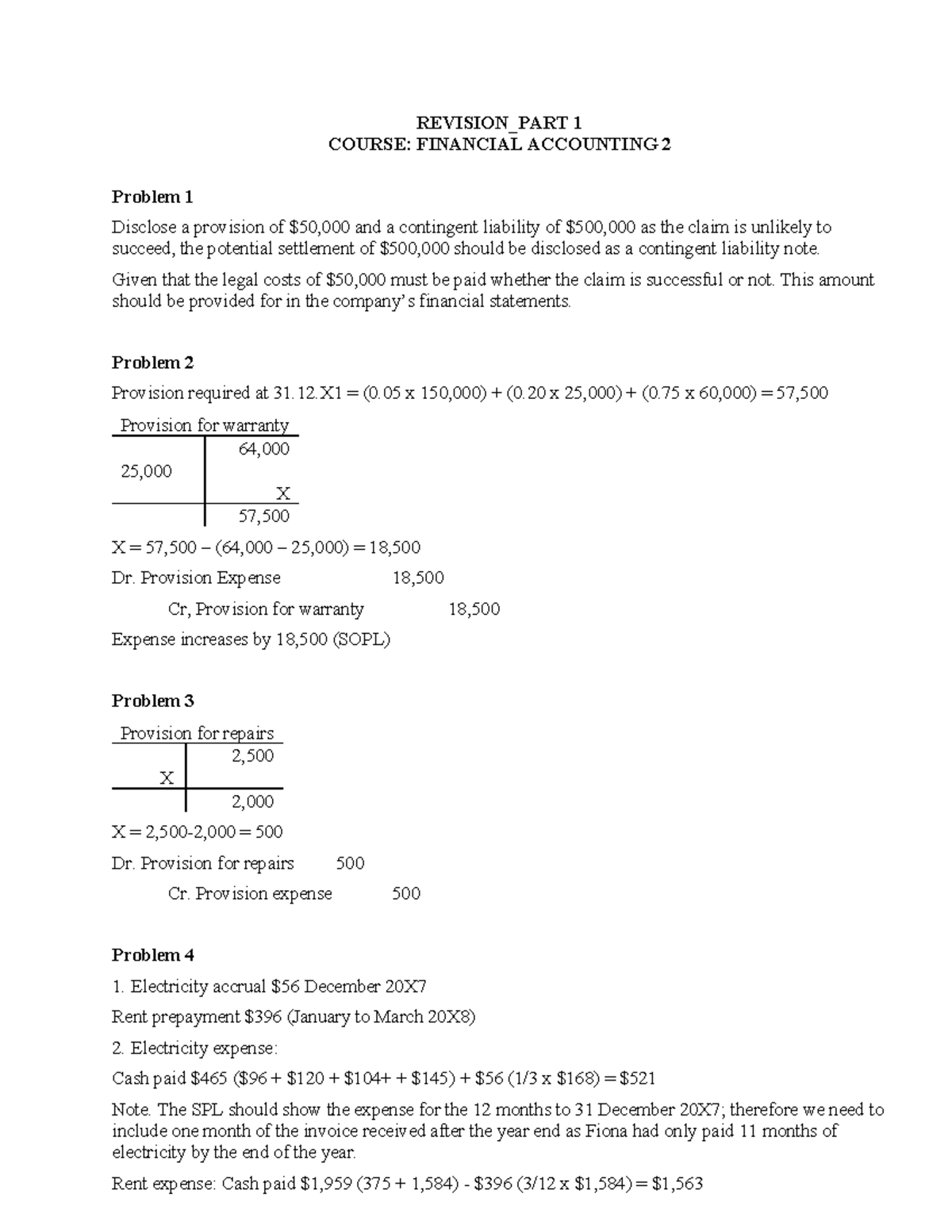 Revision FA2 Part 1: Suggested Solutions for Financial Accounting 2 ...