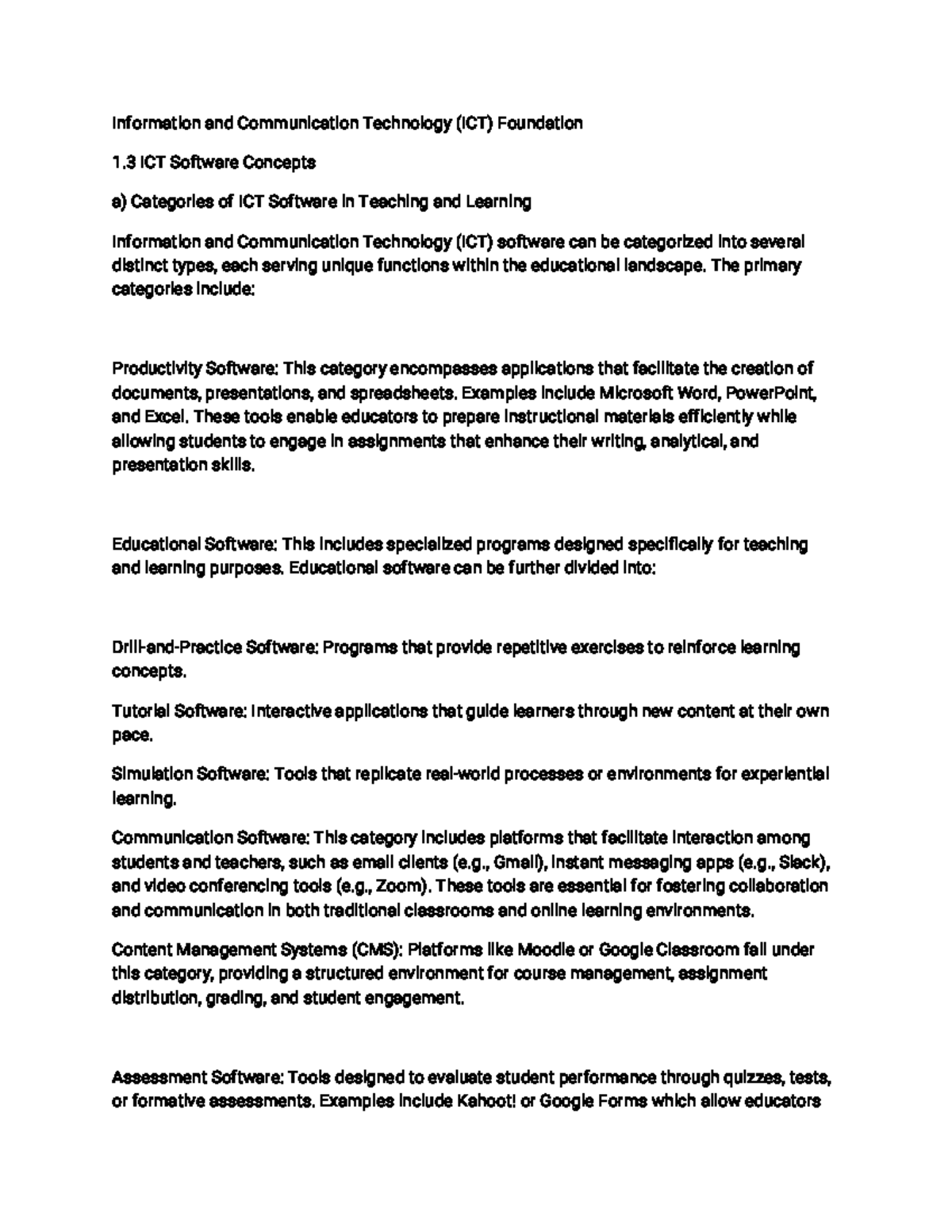 1.3 ICT Software Concepts: Categories & Acquisition in Education - Studocu