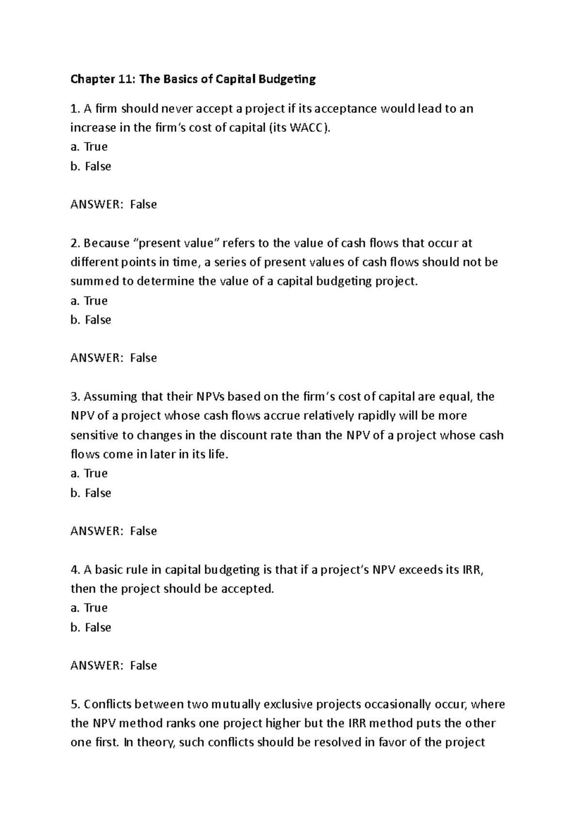 Chapter 11 - Capital Budgeting Concepts & Practice (Fin Mgnt) - Studocu