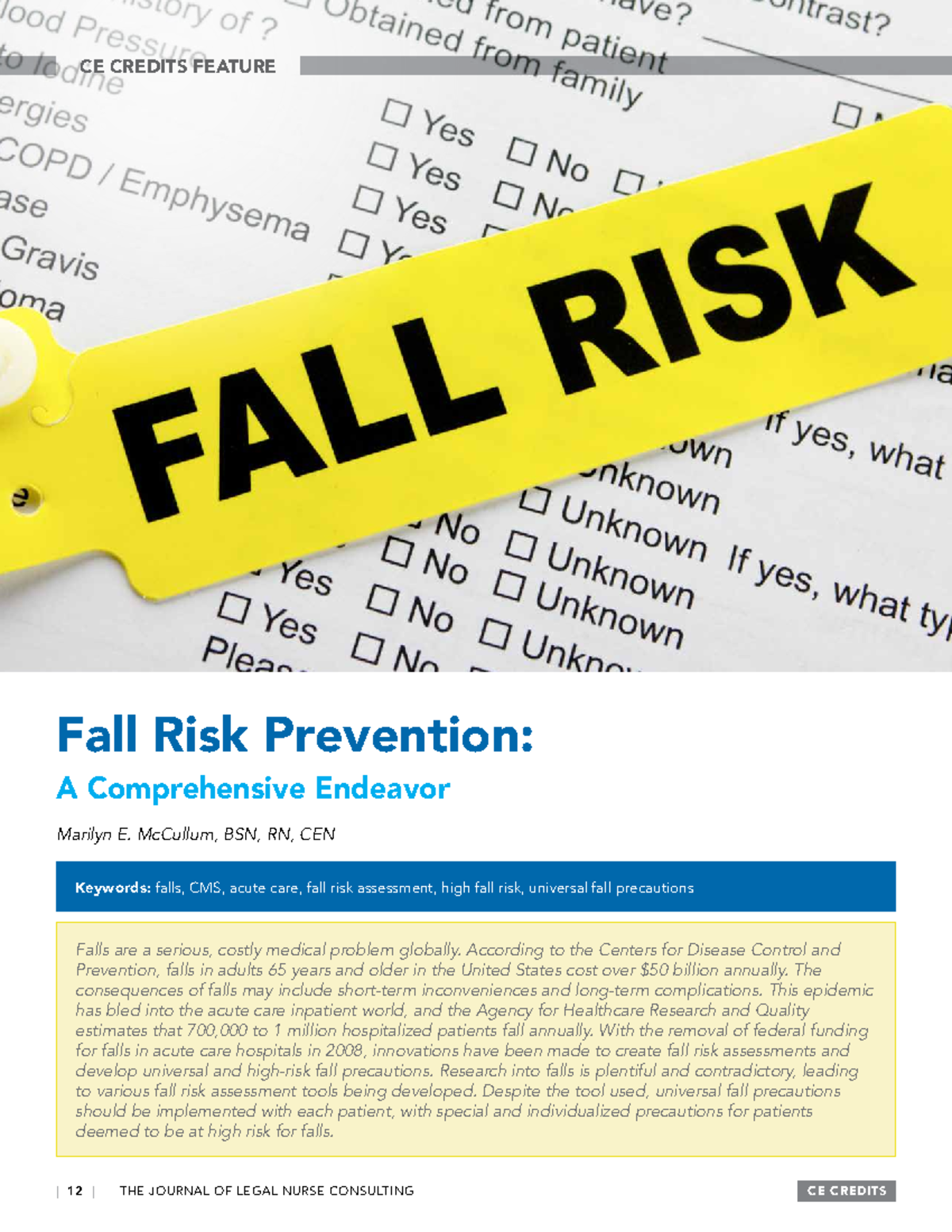 NUR 303: Fall Risk Assessment and Prevention Strategies in Healthcare ...