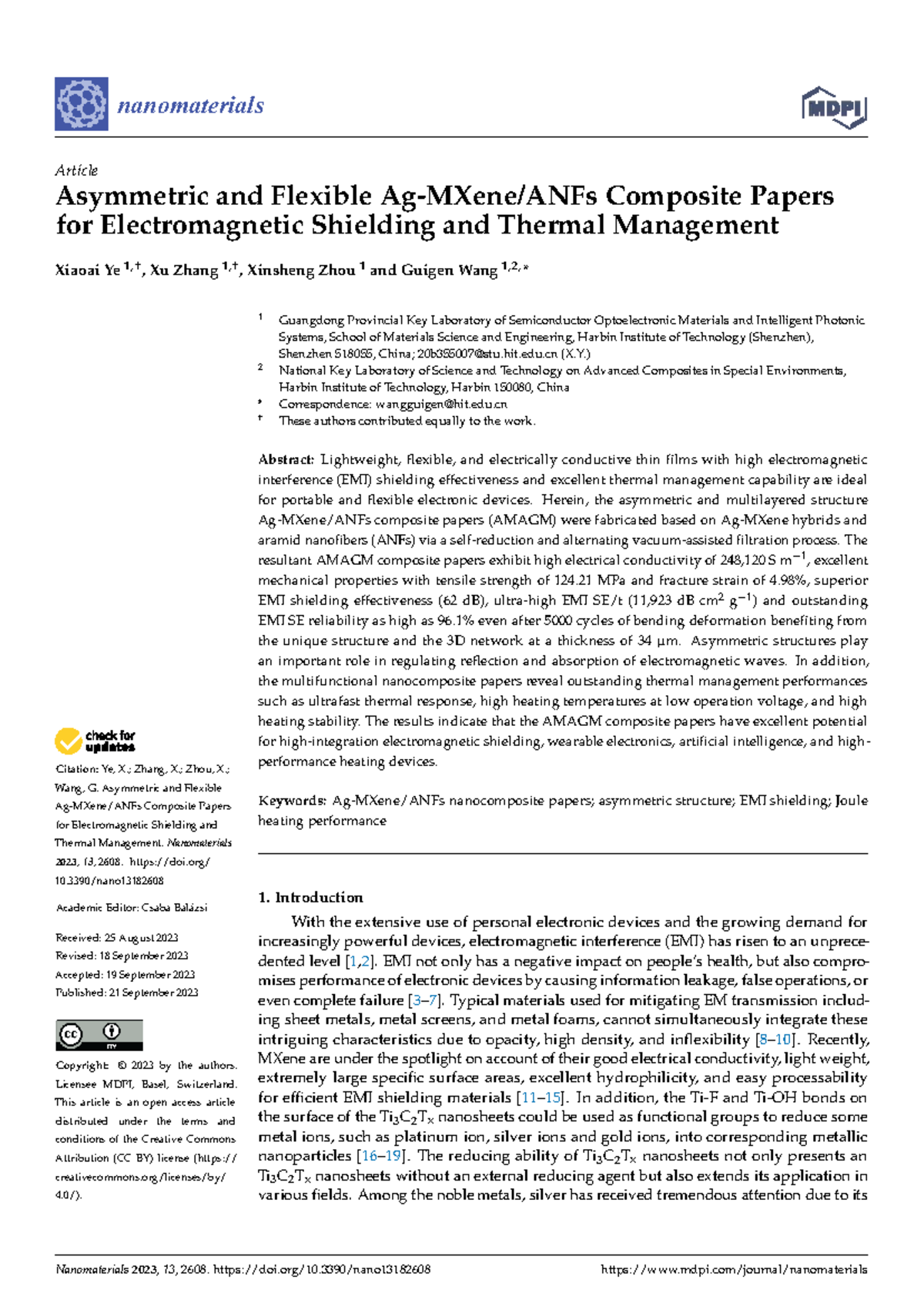Nanomaterials 2023: Asymmetric & Flexible Composite Papers for EMI ...