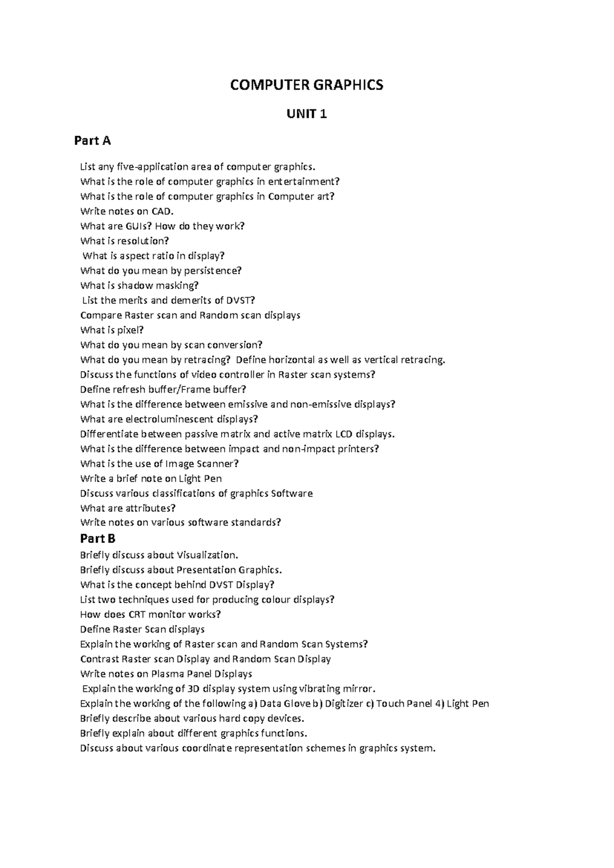 Computer Graphics Model Qs & Key Topics - CG 101 Study Guide - Studocu