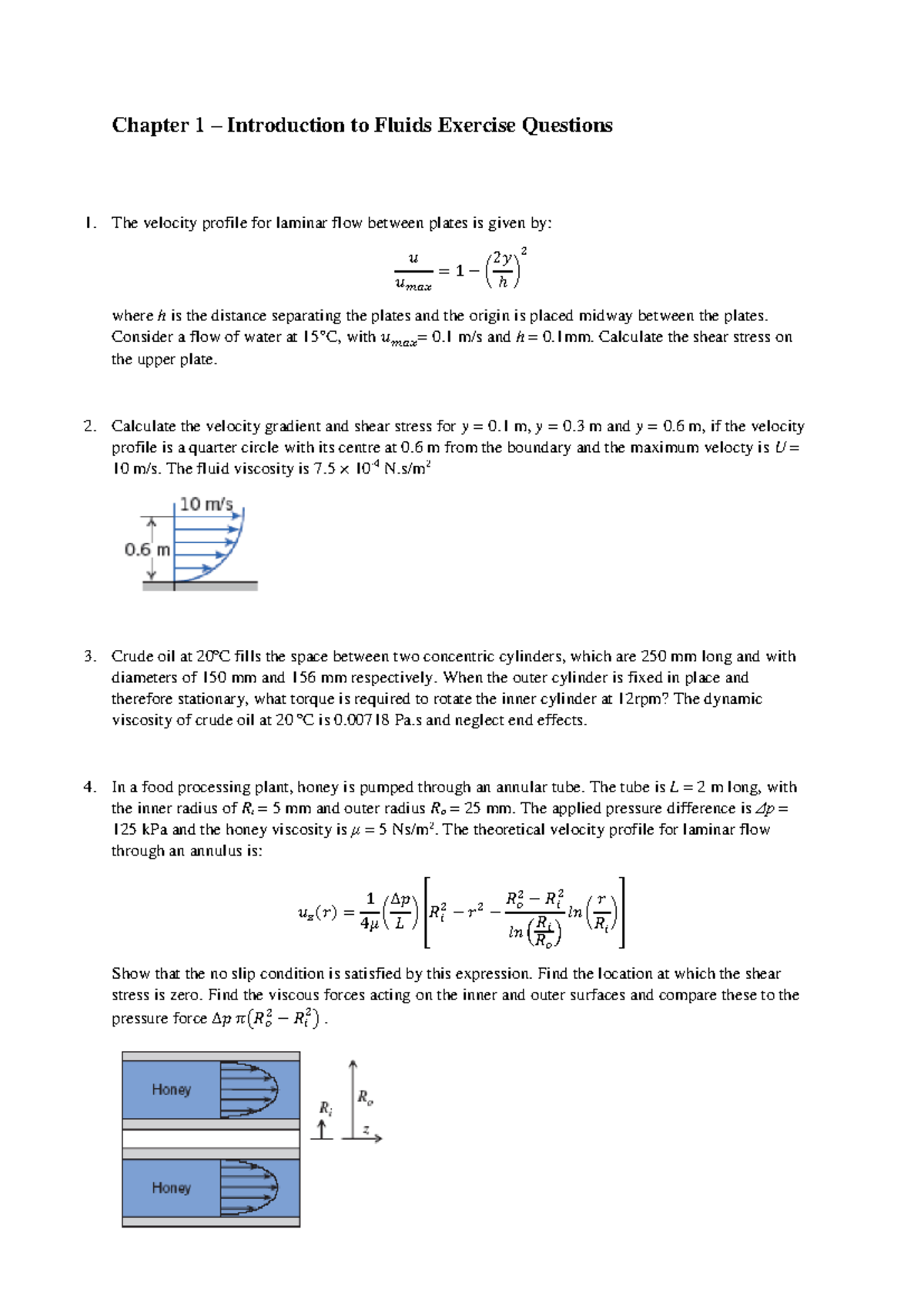 Chapter 1 - Understanding Fluids: Exercise Questions & Solutions - Studocu