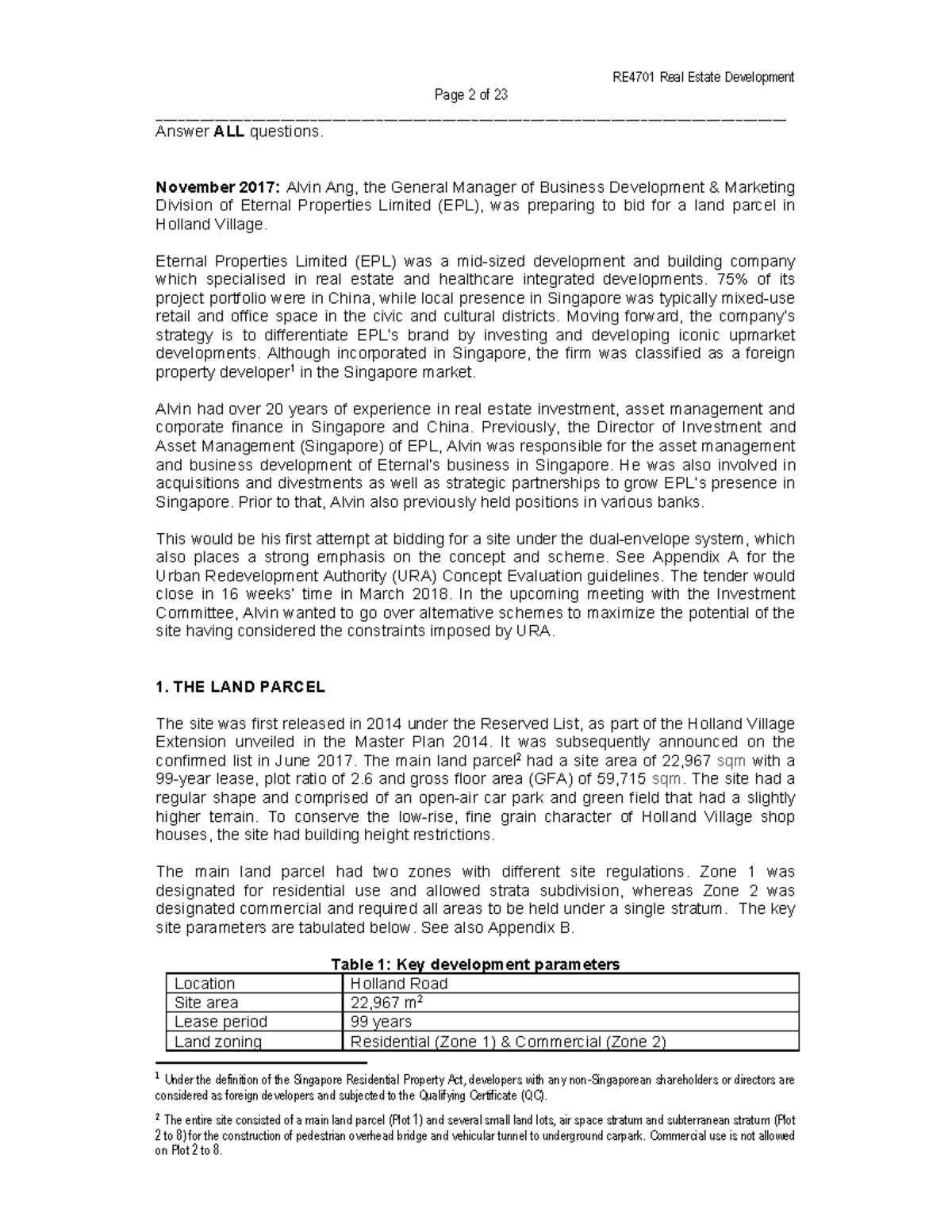 ATM141097 1920SEM1-RE4701 Real Estate Development Case Study Analysis ...