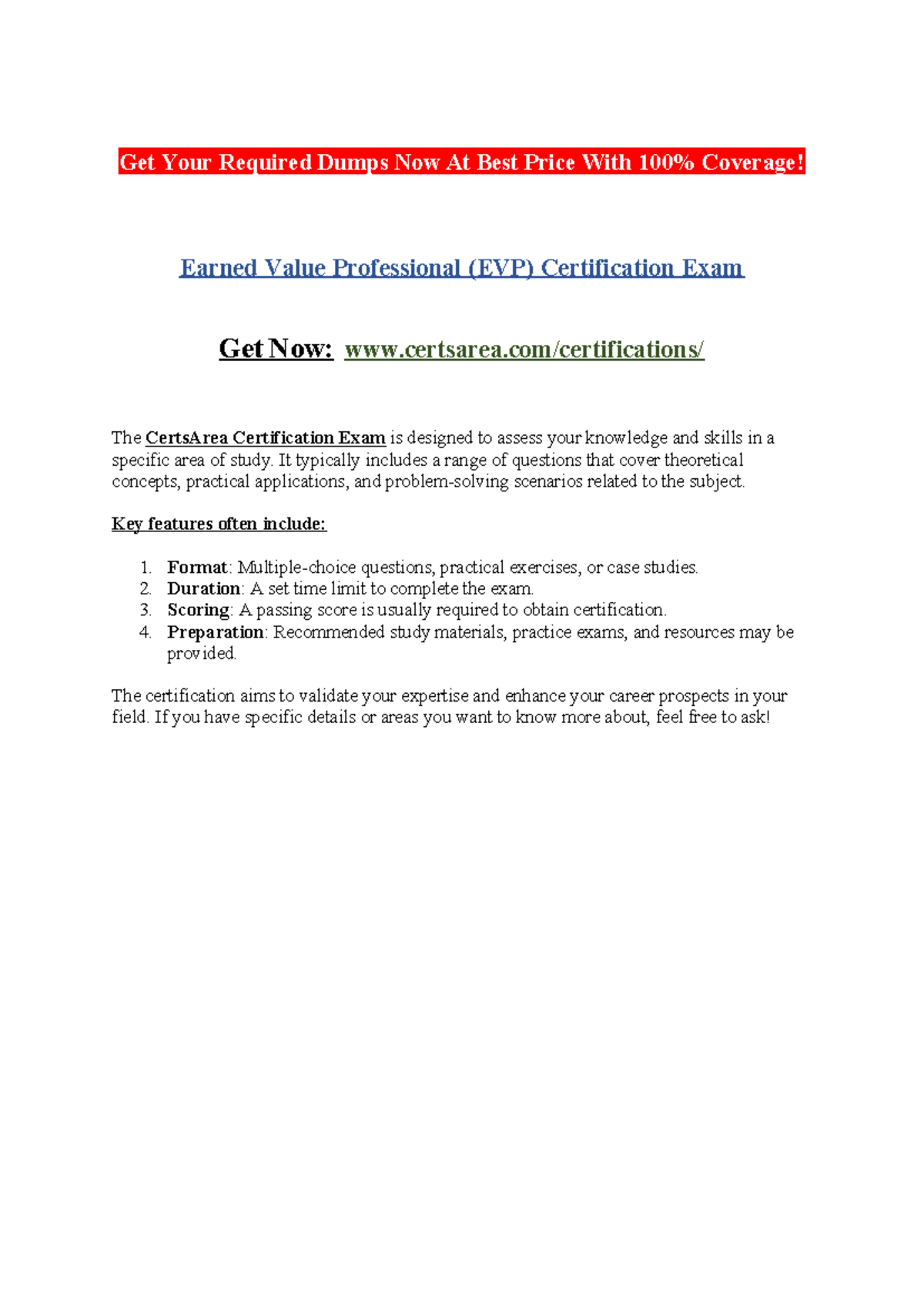 Earned Value Professional (EVP) Certification Exam - Get Your Required ...